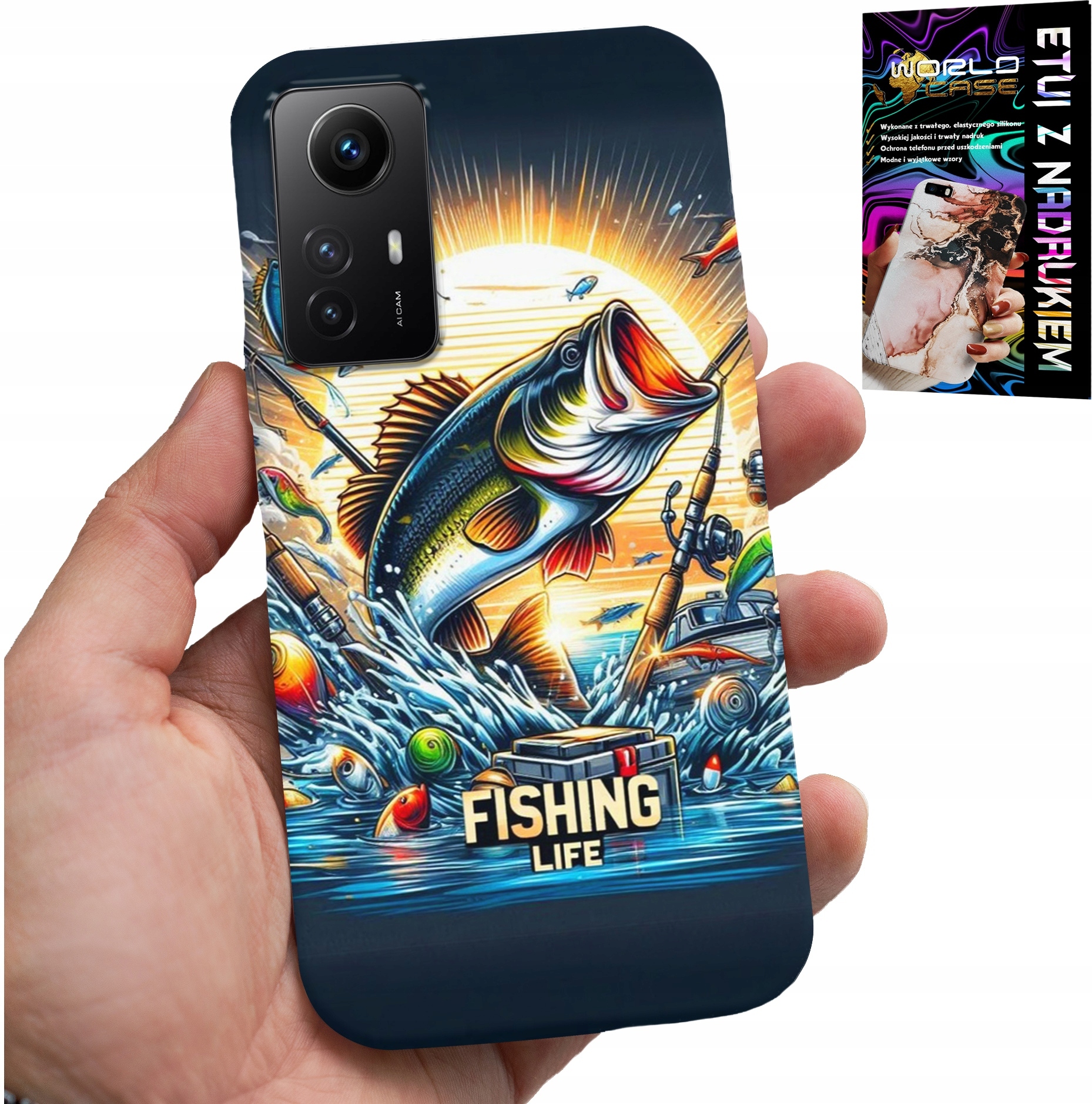 ETUI DO XIAOMI NOTE 12S 4G - WZORY DLA WĘDKARZA, RYBY, DORSZ, ŁOSOŚ