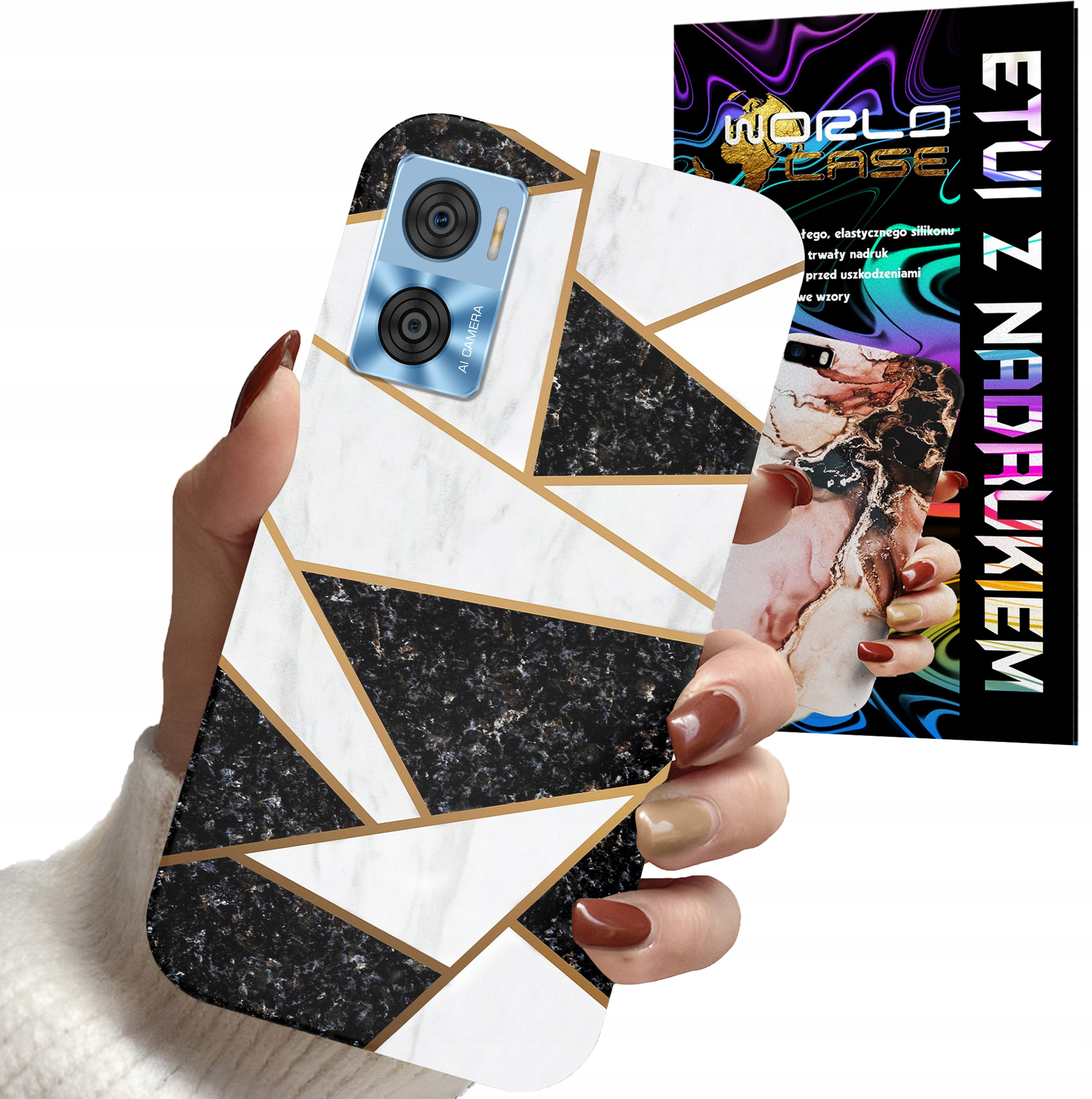 ETUI CASE DO MOTOROLA MOTO E22 / E22i - MARMUREK GEOMETRIA WZORY DLA KOBIET