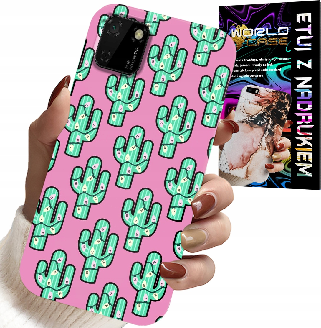 ETUI DO HUAWEI Y5P - KAKTUSY, KAKTUS NA RÓŻOWYM TLE + FOLIA