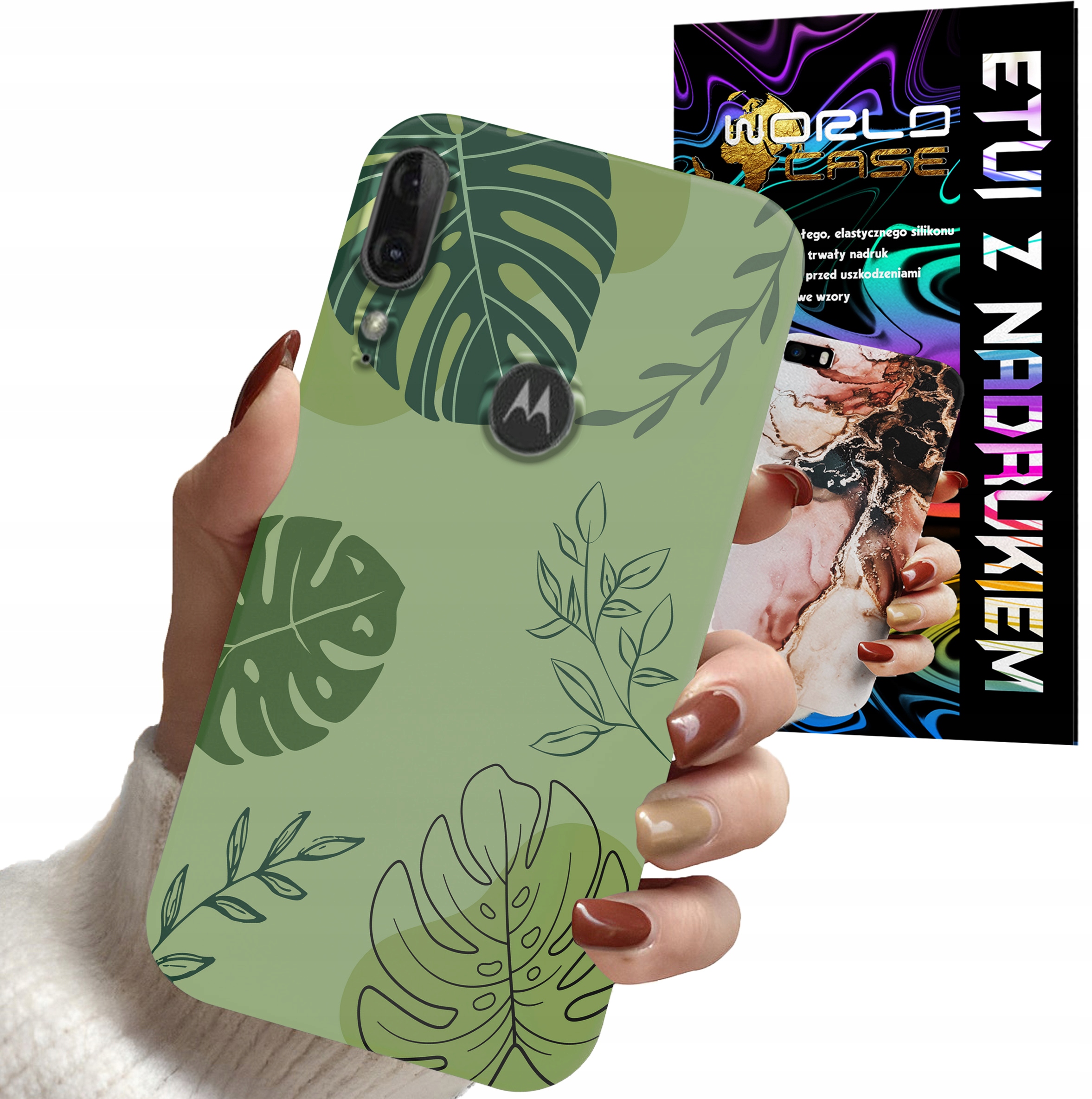 ETUI CASE DO MOTOROLA E6 PLUS - LIŚCIE WZORY DLA KOBIET KWIATY RÓŻE