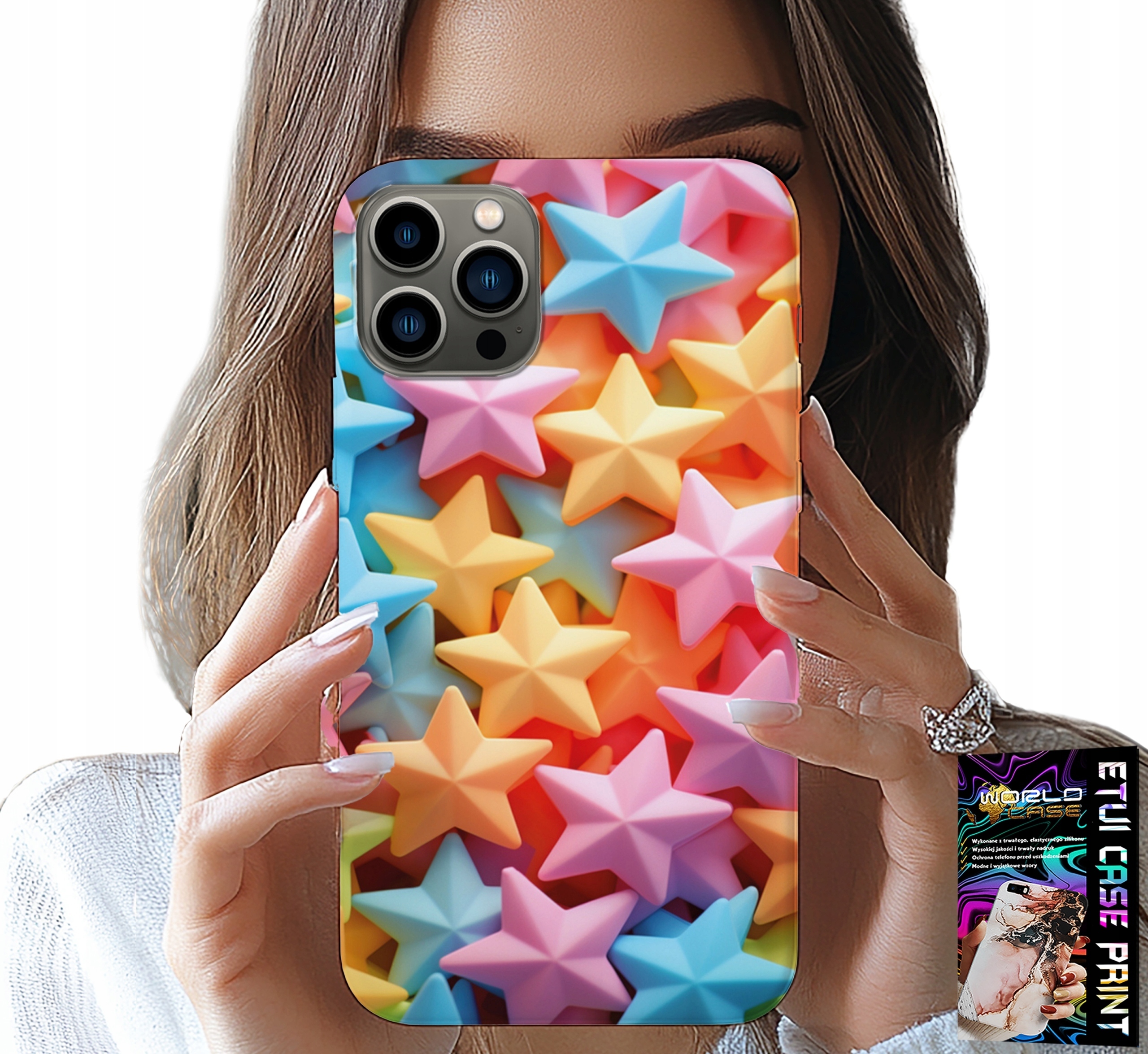 ETUI DO IPHONE 11 PRO MAX - KOLOROWE GWIAZDKI GWIAZDA FUTERAŁ +FOLIA