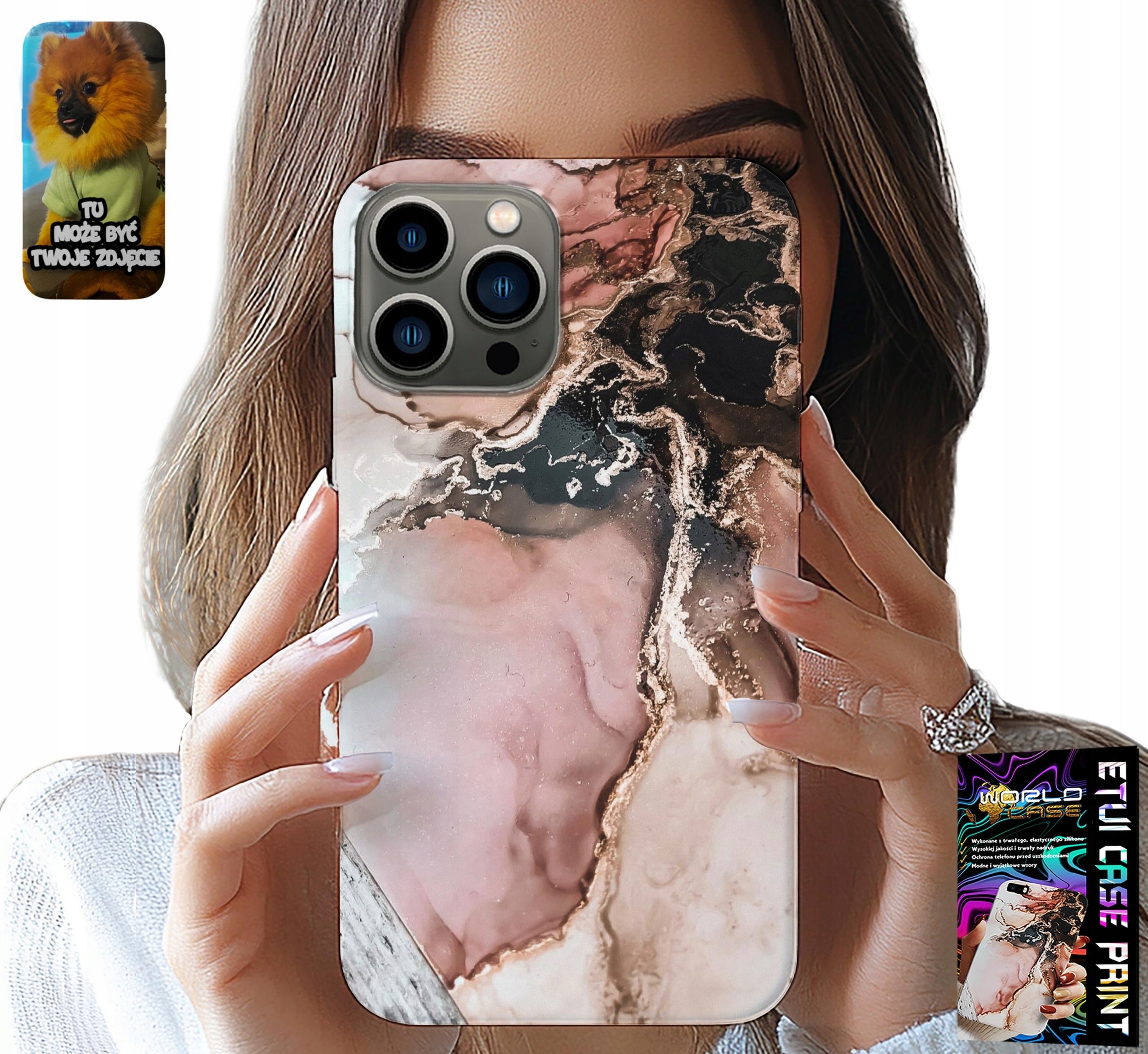 ETUI DO IPHONE 13 PRO - ELEGANCKI MARMUREK MODNE WZORY + SZKŁO