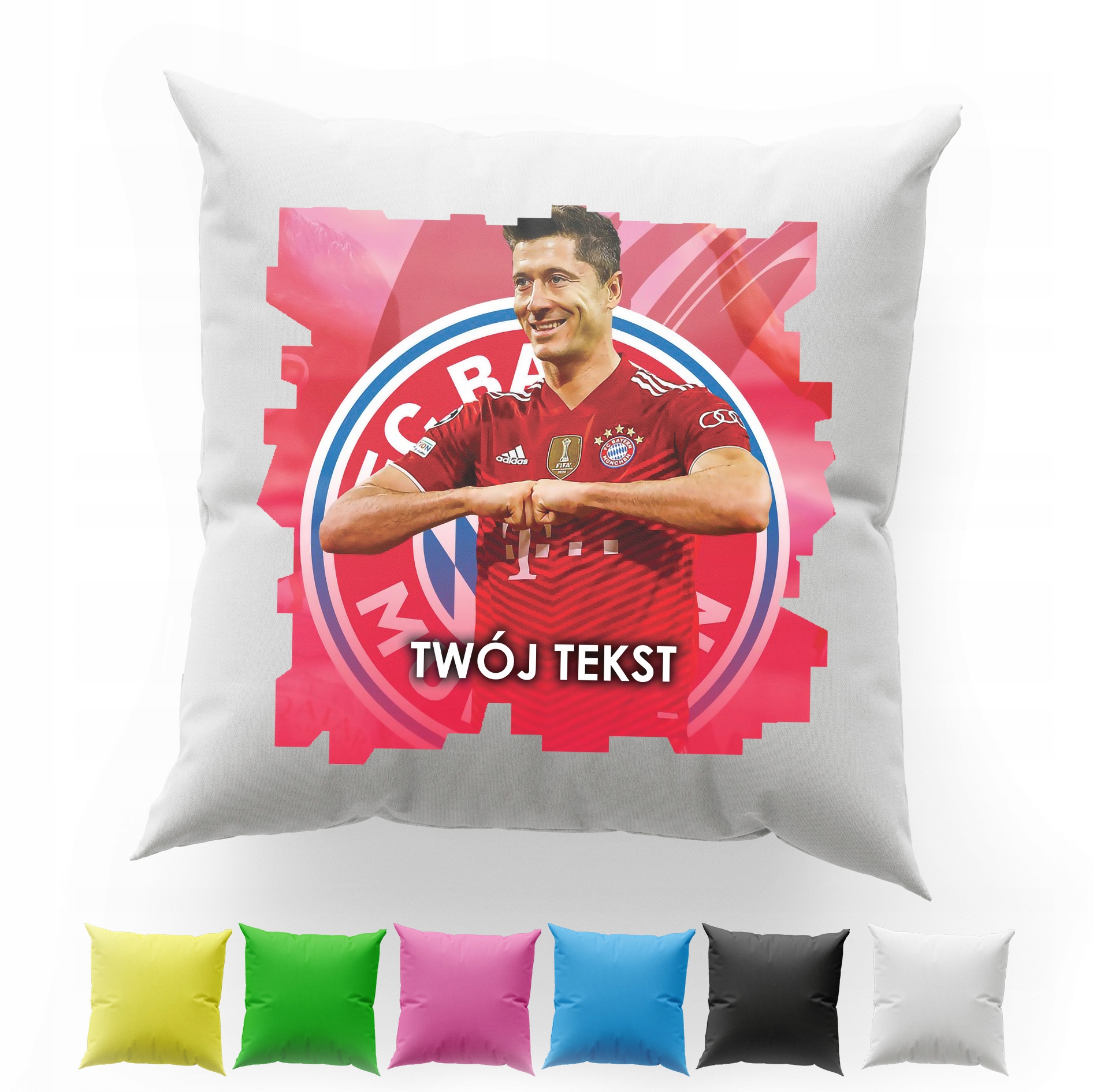 POSZEWKA Z NADRUKIEM BAWEŁNIANA 40x40CM - LEWY LEWANDOWSKI ROBERT PIŁKA