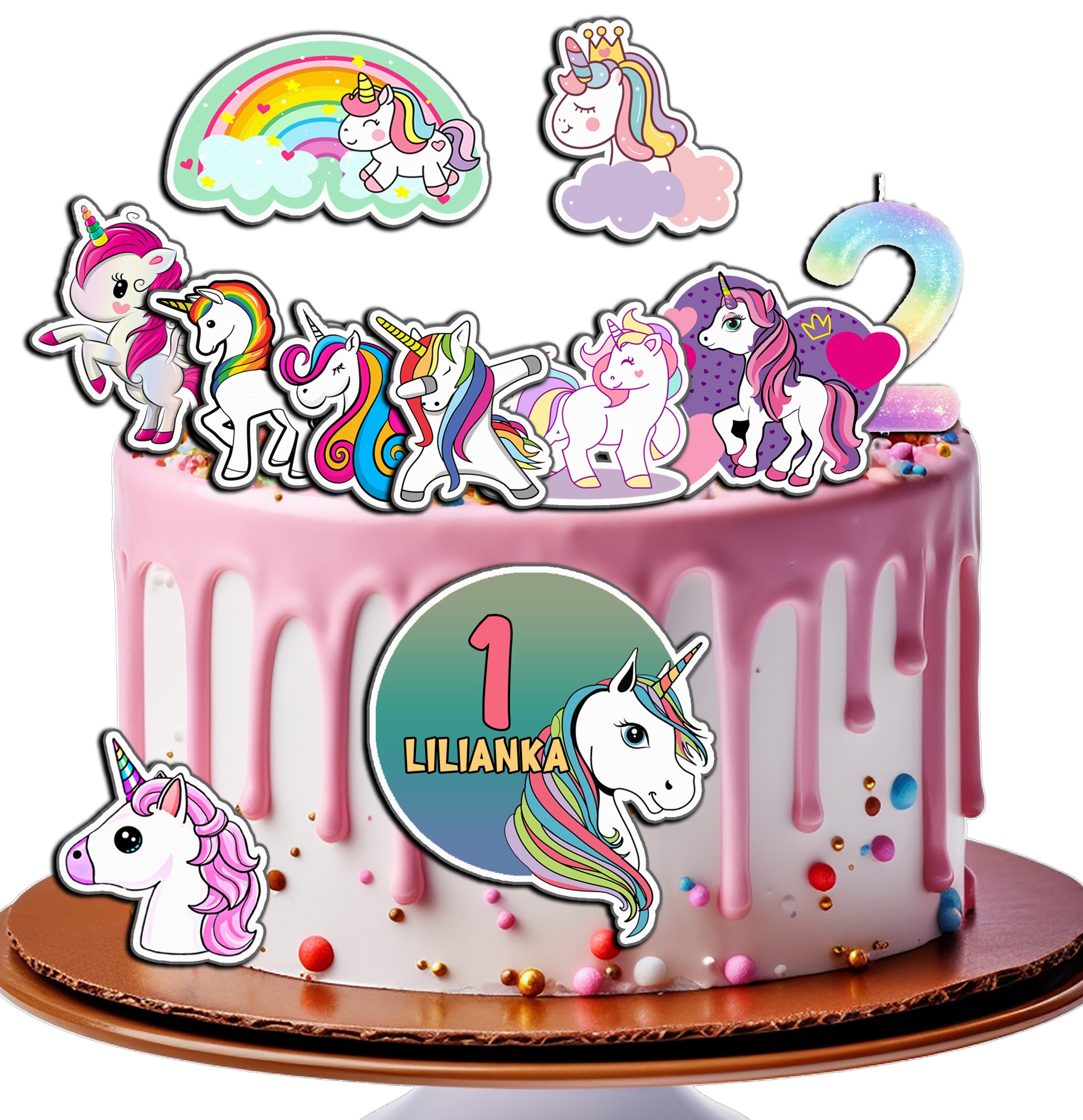 OPŁATEK ZESTAW URODZINY JEDNOROŻEC UNICORN + IMIĘ