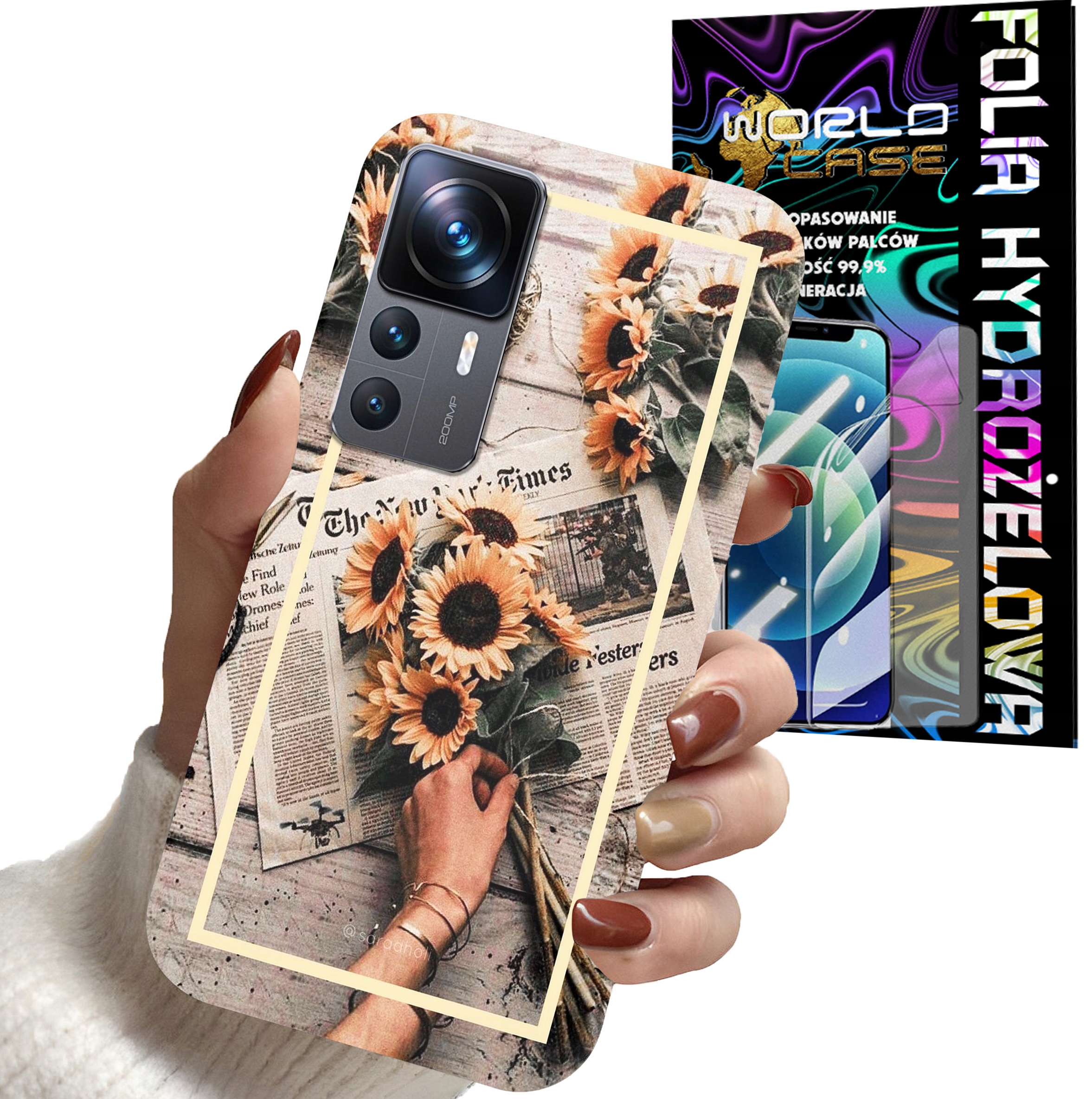 ETUI CASE DO XIAOMI 12T / 12T PRO - SŁONECZNIK KWIATY DLA KOBIET + FOLIA