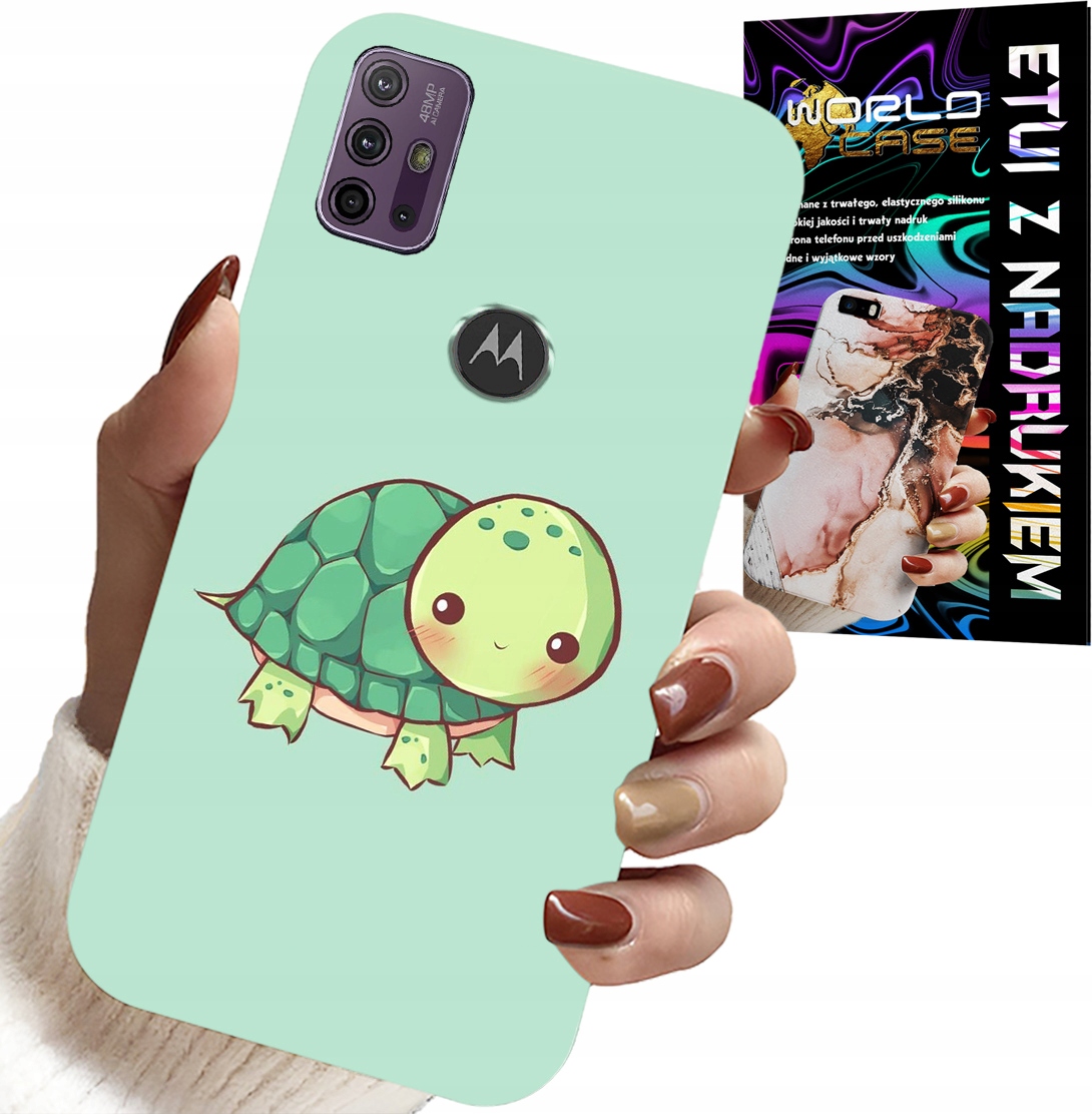 ETUI DO MOTOROLA MOTO G10 POWER - SŁODKIE ŻÓŁWKI WZORY DLA DZIECI + SZKŁO