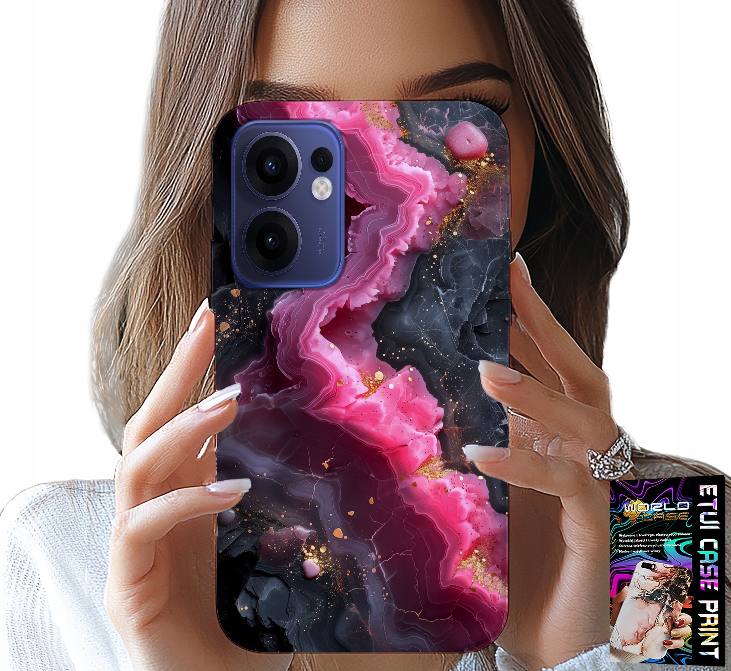 ETUI DO OPPO FIND X5 LITE - RÓŻOWY MARMUREK PLECKI, MODNE WZORY