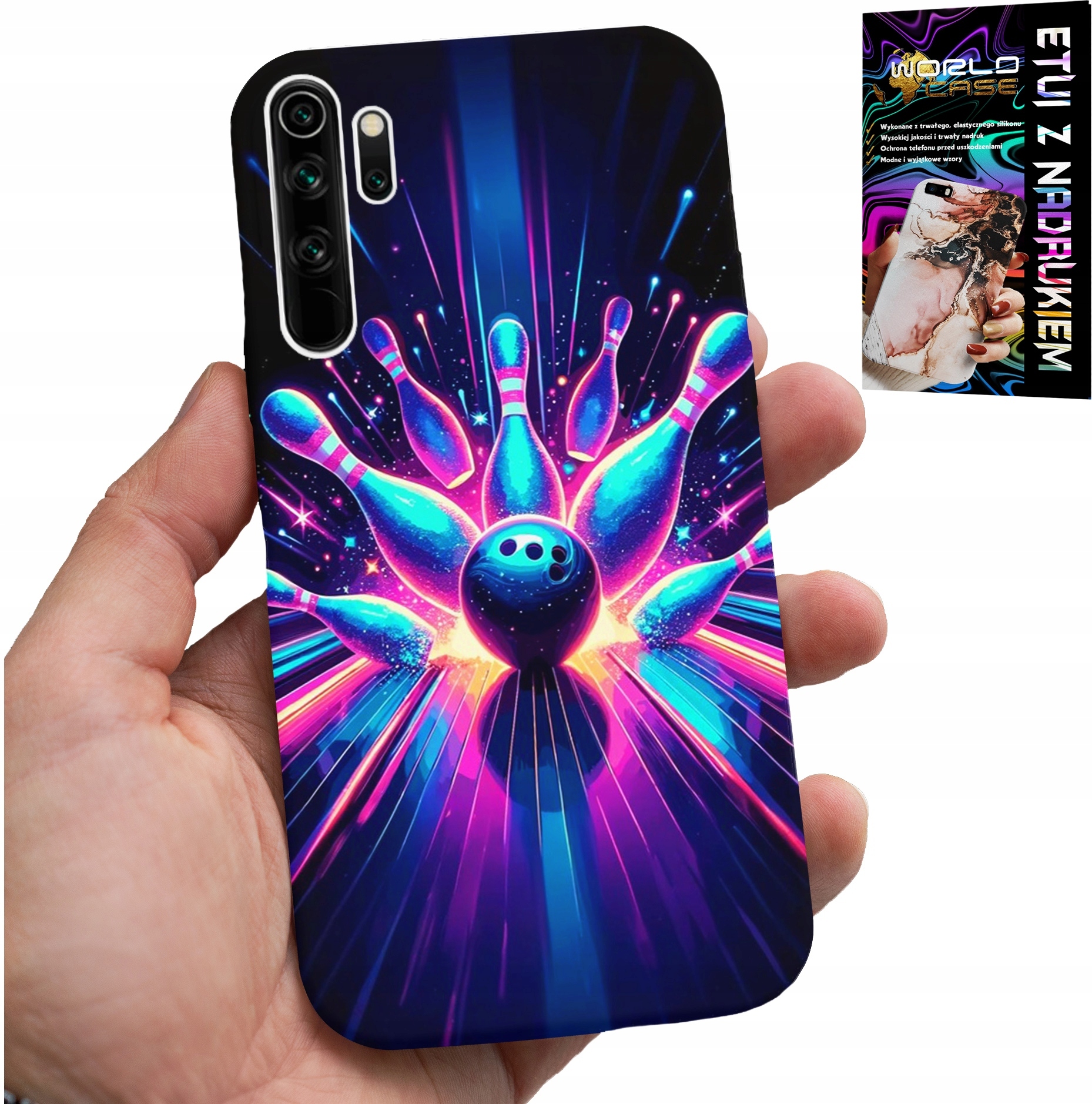 ETUI DO XIAOMI NOTE 8 - KRĘGLE BOWLING STRIKE POKROWIEC, PLECKI