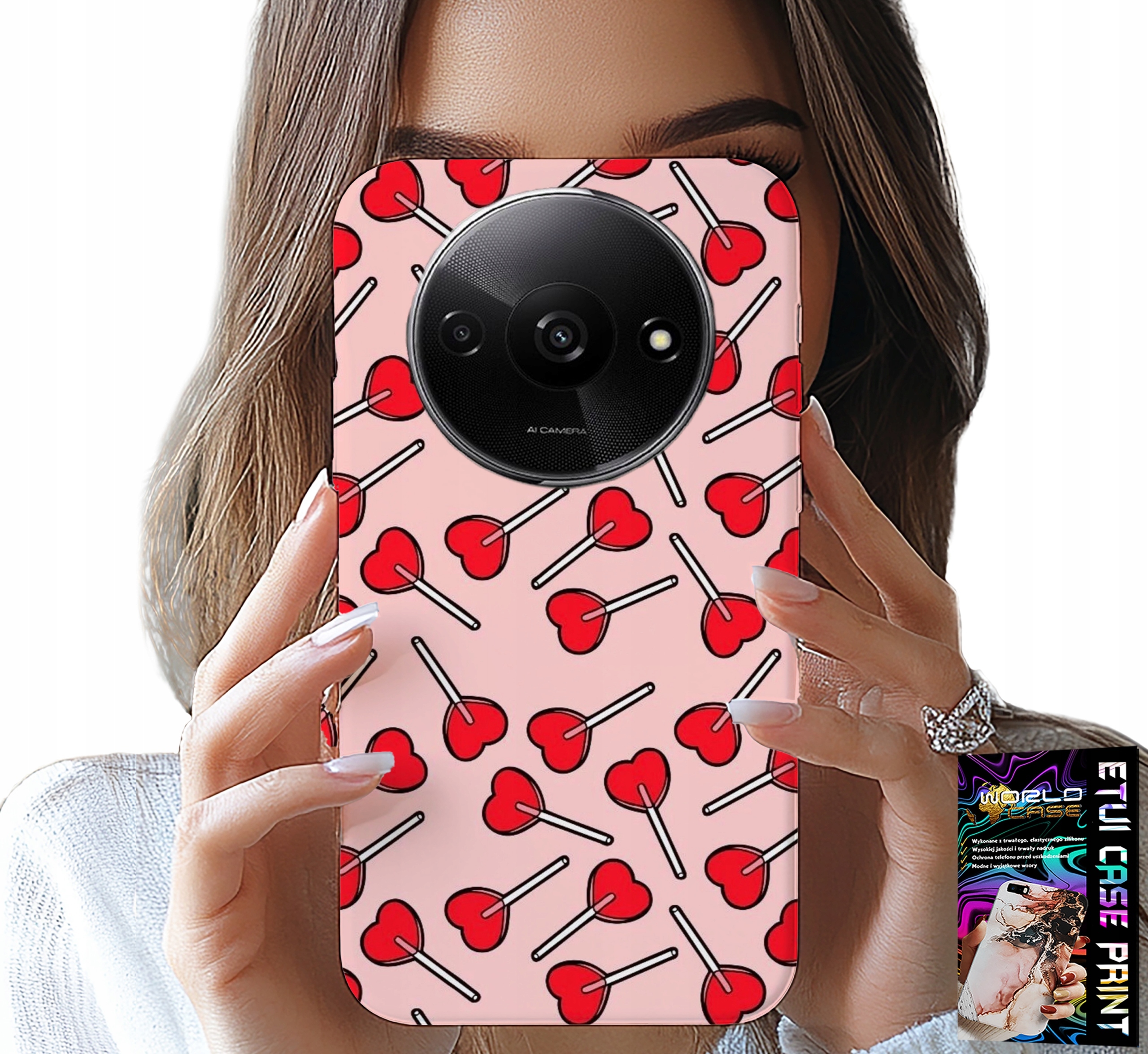 ETUI DO XIAOMI REDMI A3 - KOBIECE, MODNE WZORY LIZAKI W SERCA CASE