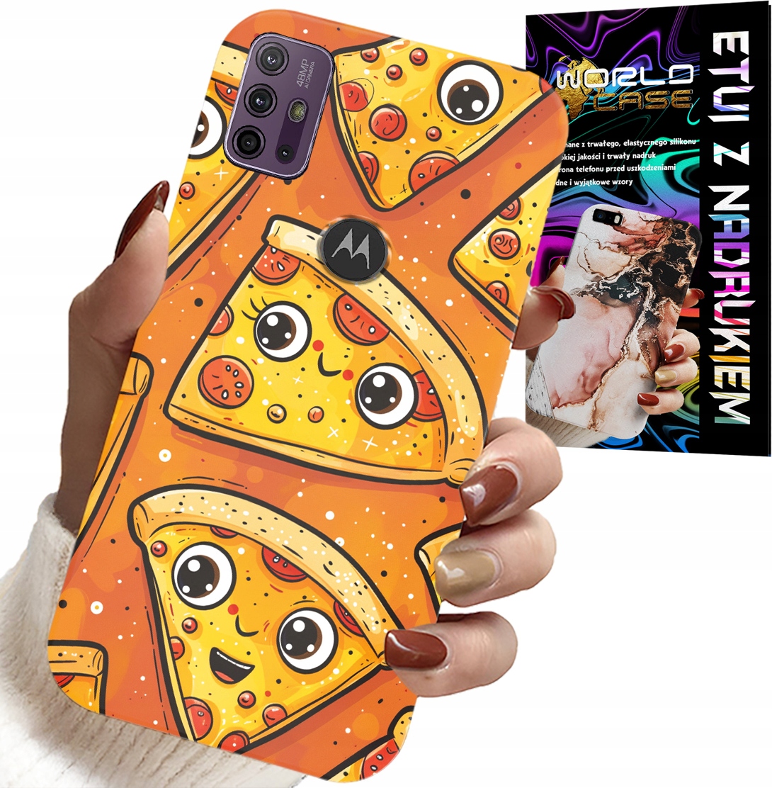 ETUI DO MOTOROLA MOTO G10 POWER - SŁODKIE UŚMIECHNIĘTE PIZZE CASE + SZKŁO