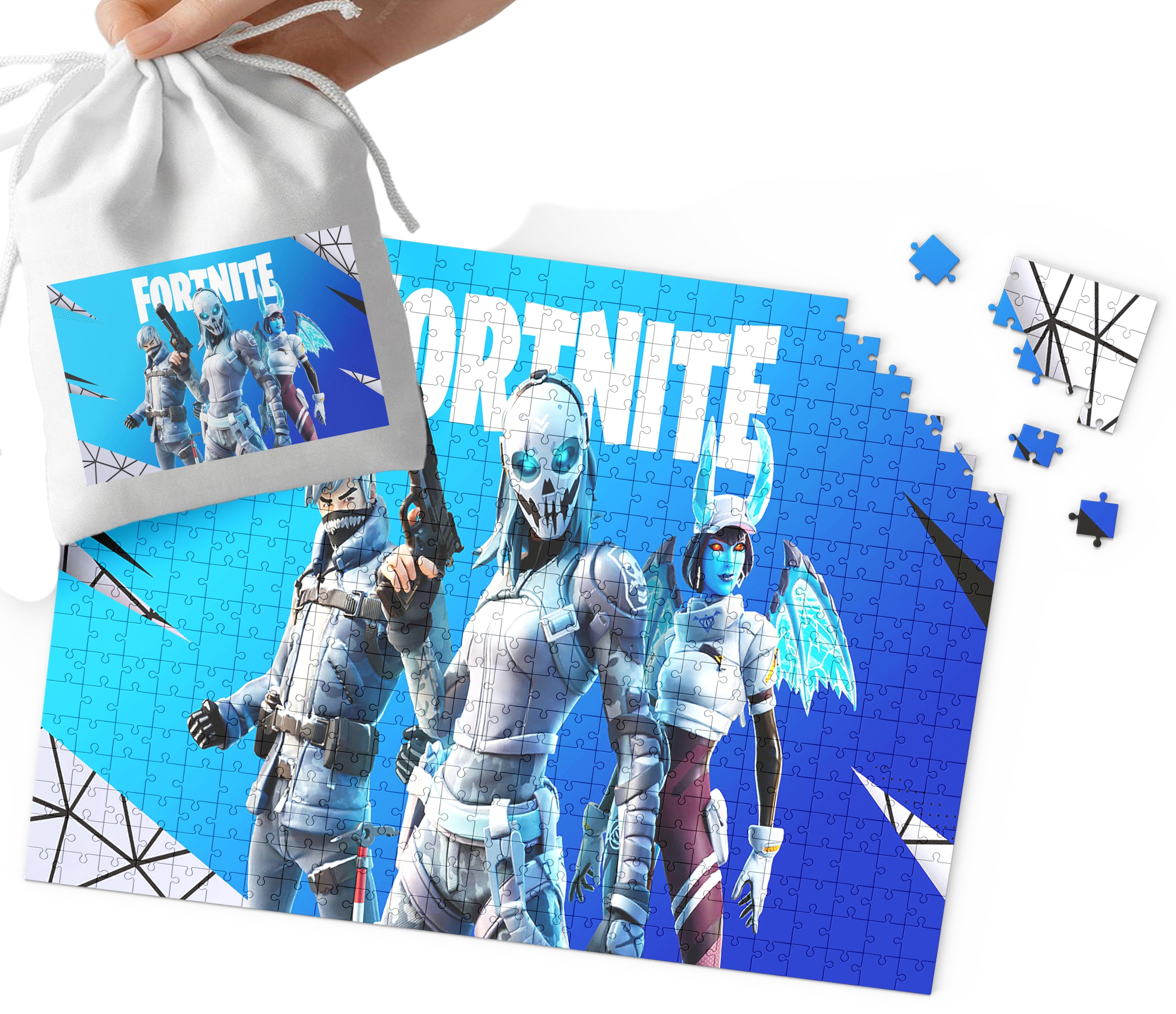 PUZZLE - FORTNITE WZORY Z BAJEK I GIER PREZENT DLA DZIECI 24el + WORECZEK