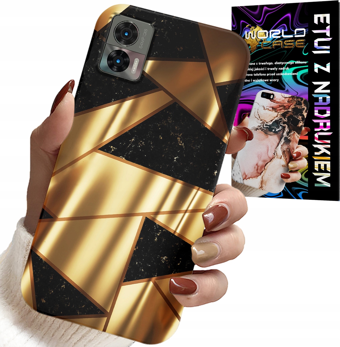 ETUI DO MOTOROLA EDGE 30 NEO - ZŁOTE ELEGANCKIE WZORY + FOLIA HYDRO