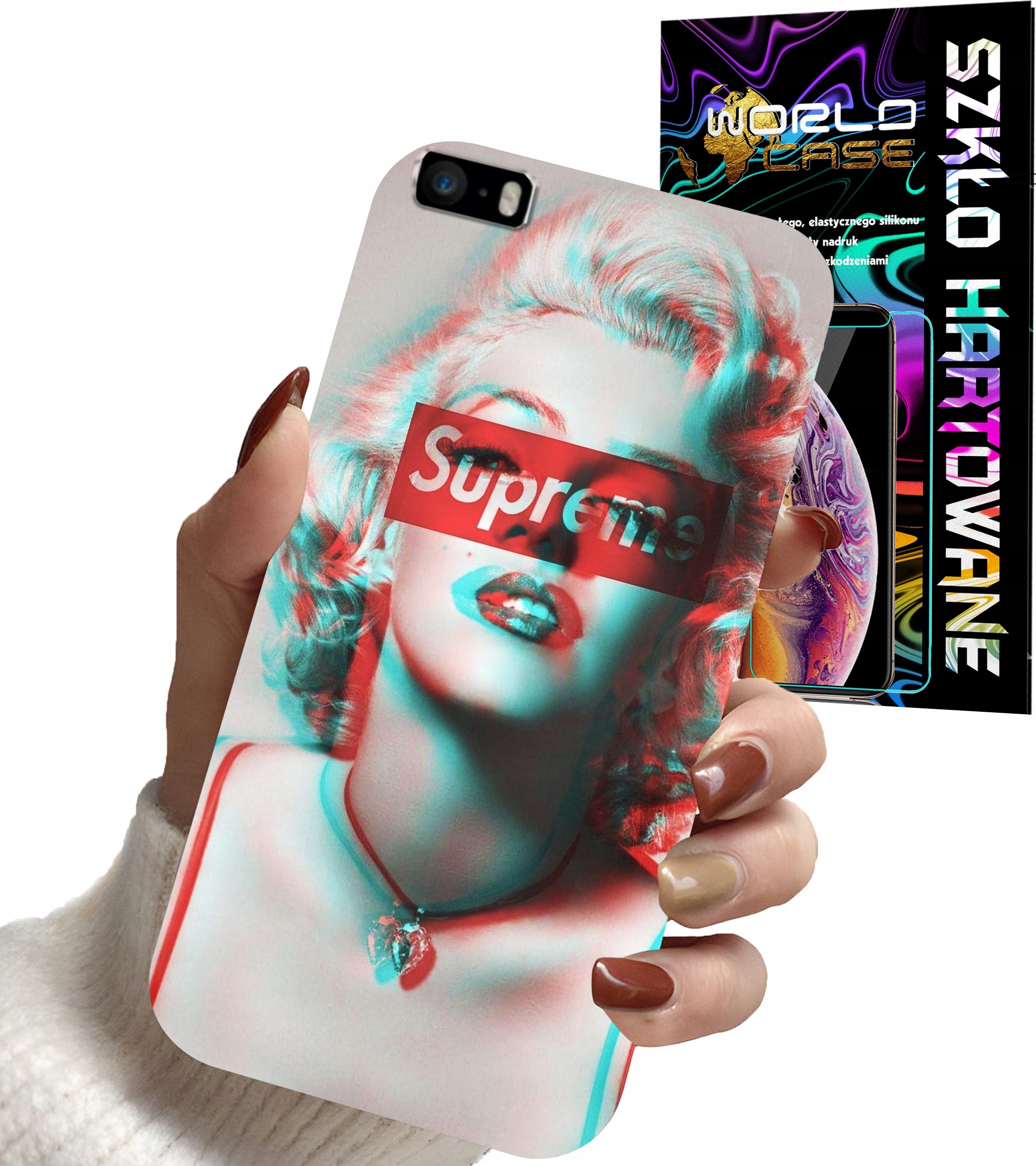 ETUI DO IPHONE SE 2020 - Monroe MODNE KOBIECE WZORY + SZKŁO