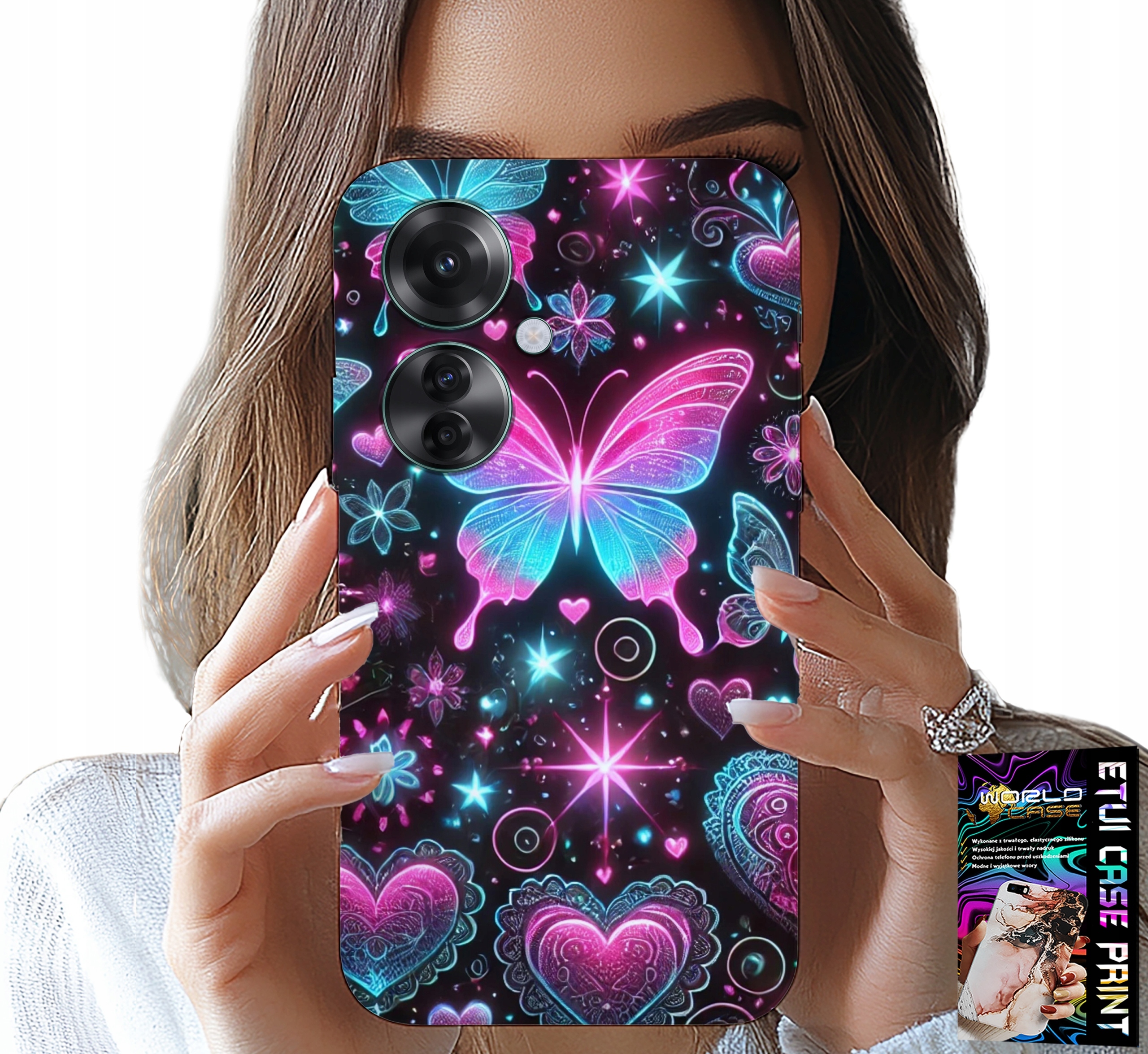 ETUI DO OPPO RENO11 F 5G - KOLOROWY MOTYLEK SERCE MODNE WZORY CASE