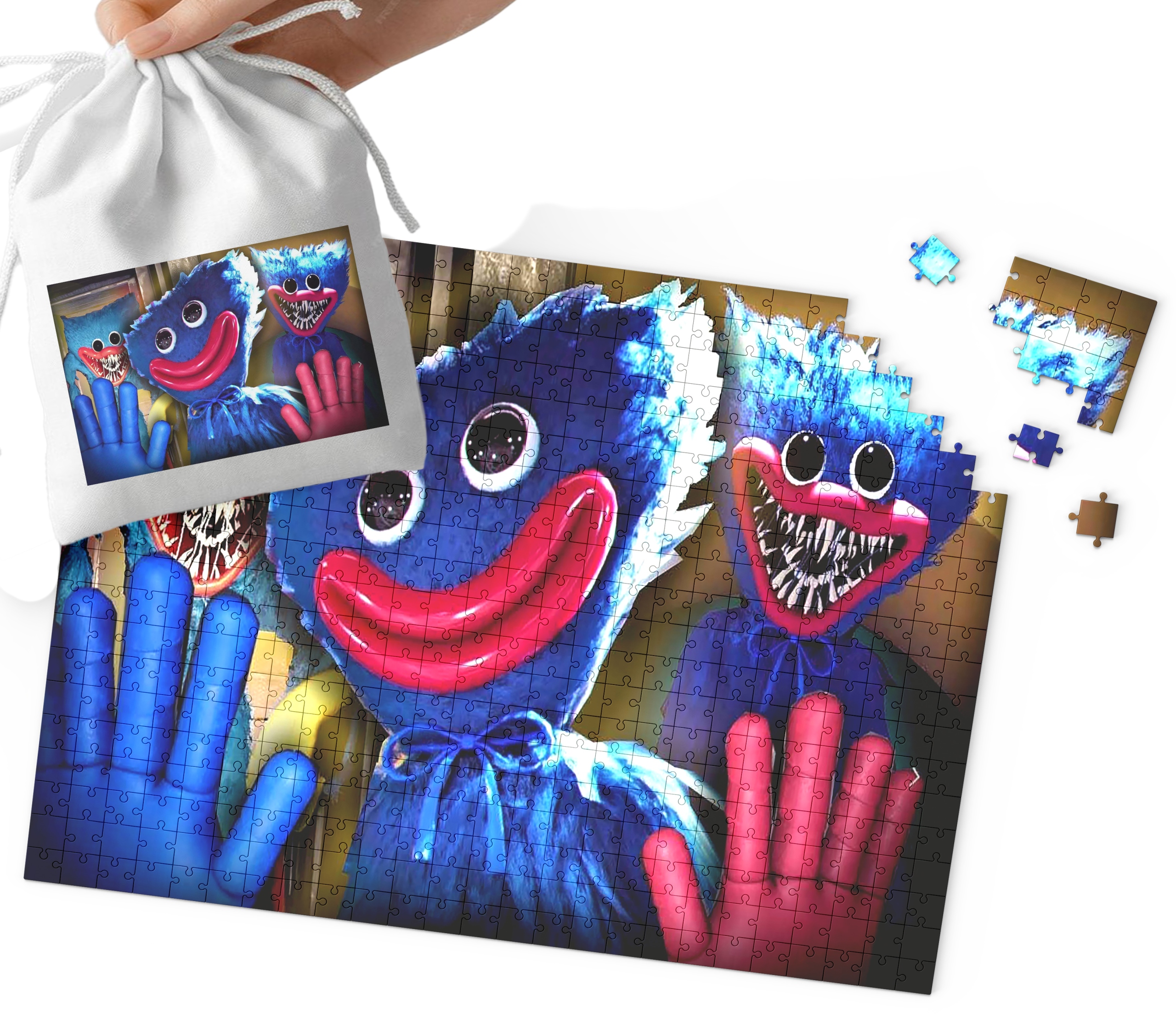 PUZZLE Huggy Wuggy WZORY Z BAJEK I GIER PREZENT DLA DZIECI 192el + WORECZEK