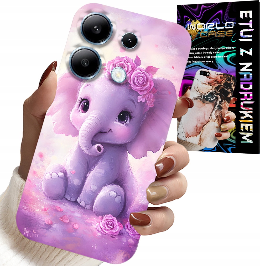 ETUI DO XIAOMI NOTE 13 5G - SŁODKI SŁONIK NA RÓŻOWYM TLE CASE +FOLIA