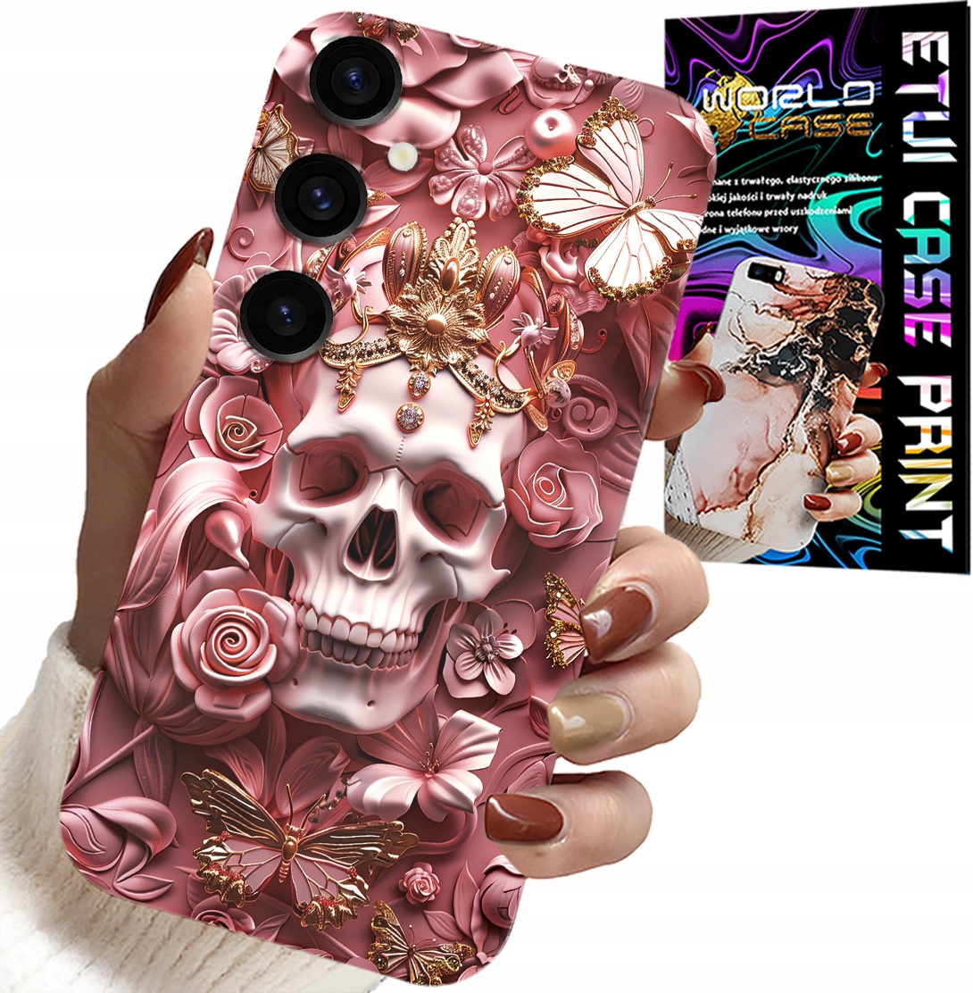 ETUI DO SAMSUNG GALAXY A24 4G - KOBIECE, MODNE WZORY, CZASZKA W RÓŻE