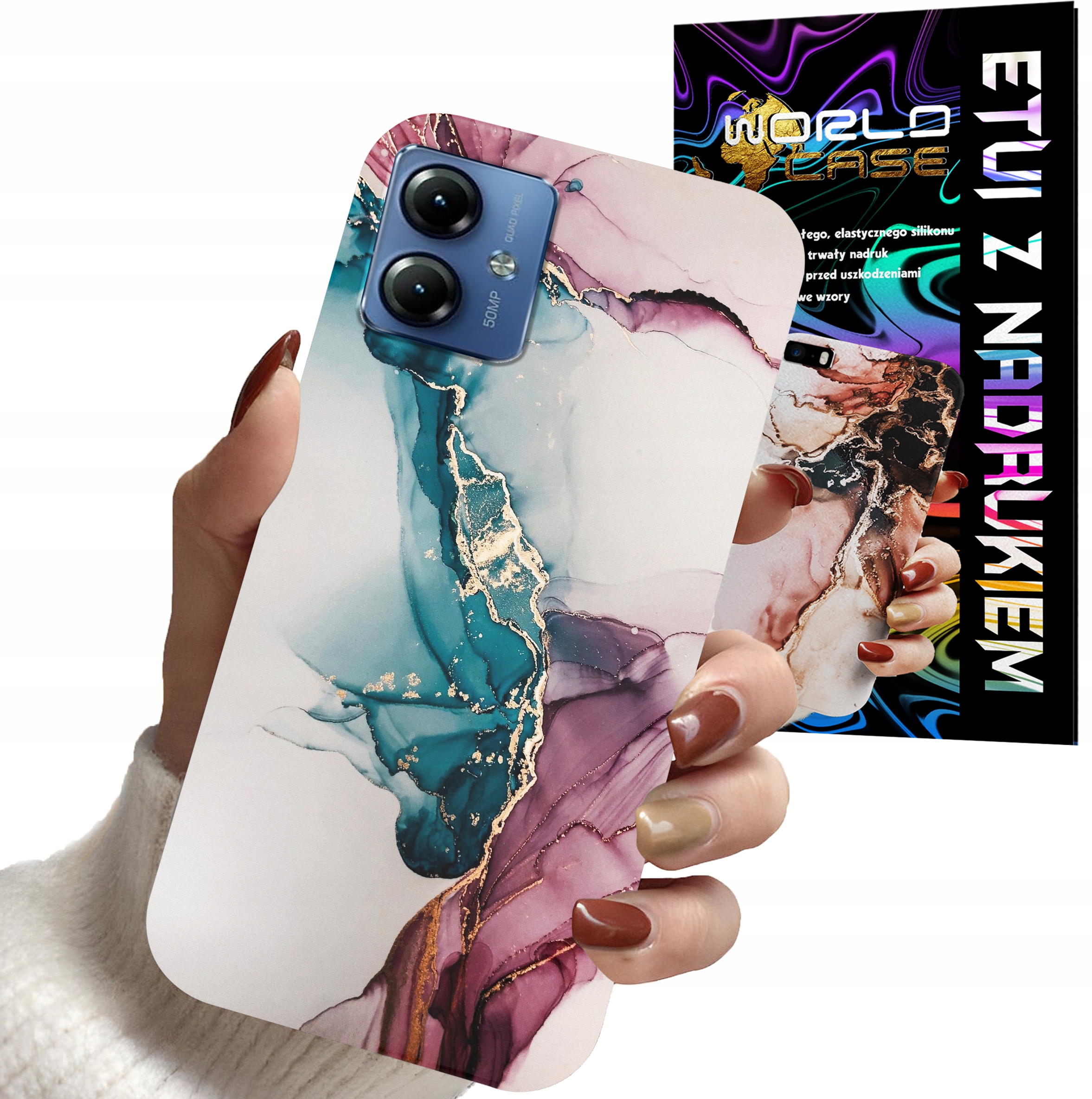 ETUI CASE DO MOTOROLA MOTO G14 - MARMUR WZORY DLA KOBIET PLECKI OBUDOWA