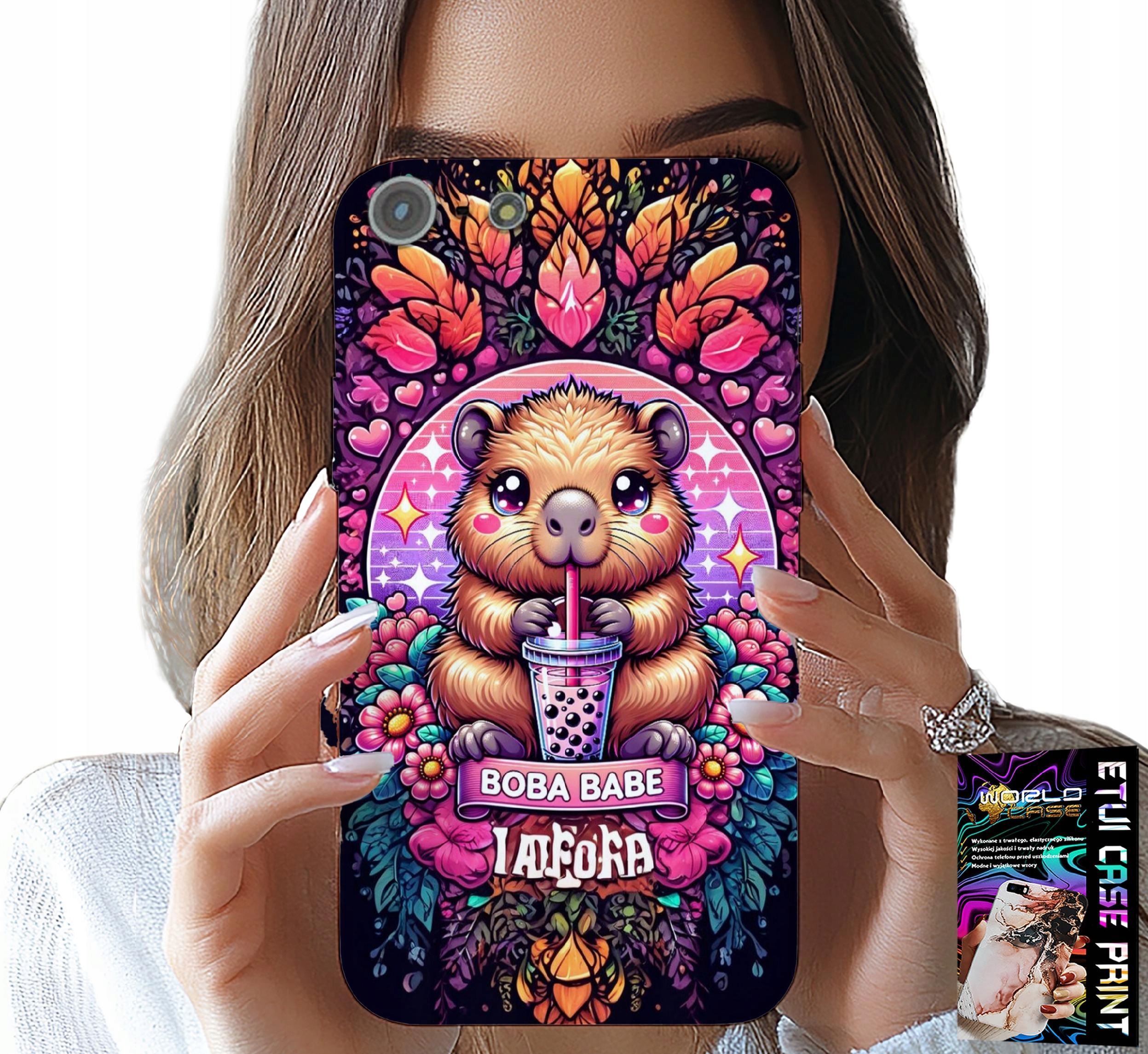 ETUI DO IPHONE 5 / 5S / 5C - SŁODKA KAPIBARA Z SZEJKIEM, SUPER WZORY