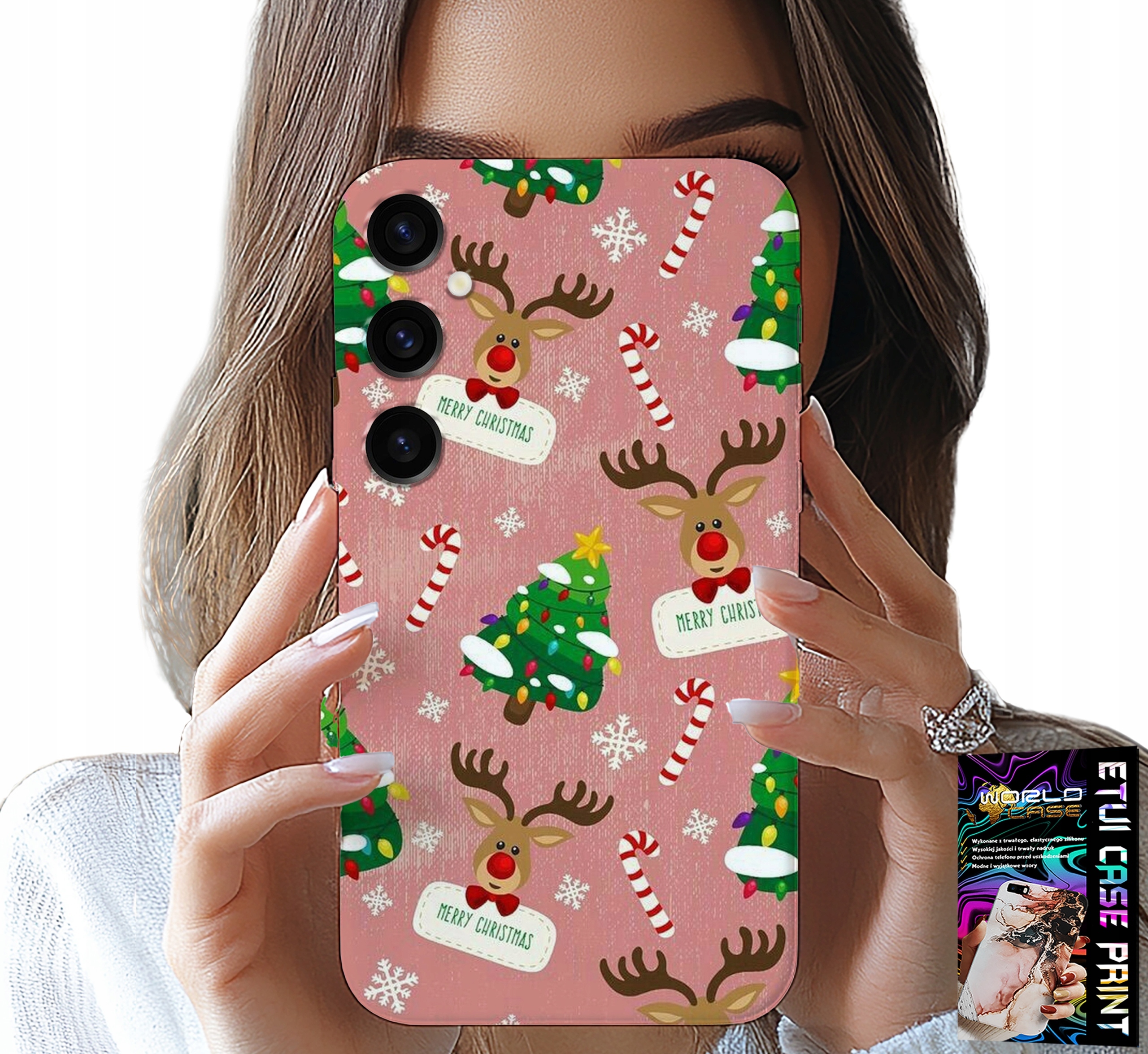 ETUI DO SAMSUNG GALAXY S24 - ŚWIĄTECZNE RENIFERY CHOINKI LASKA WZORY