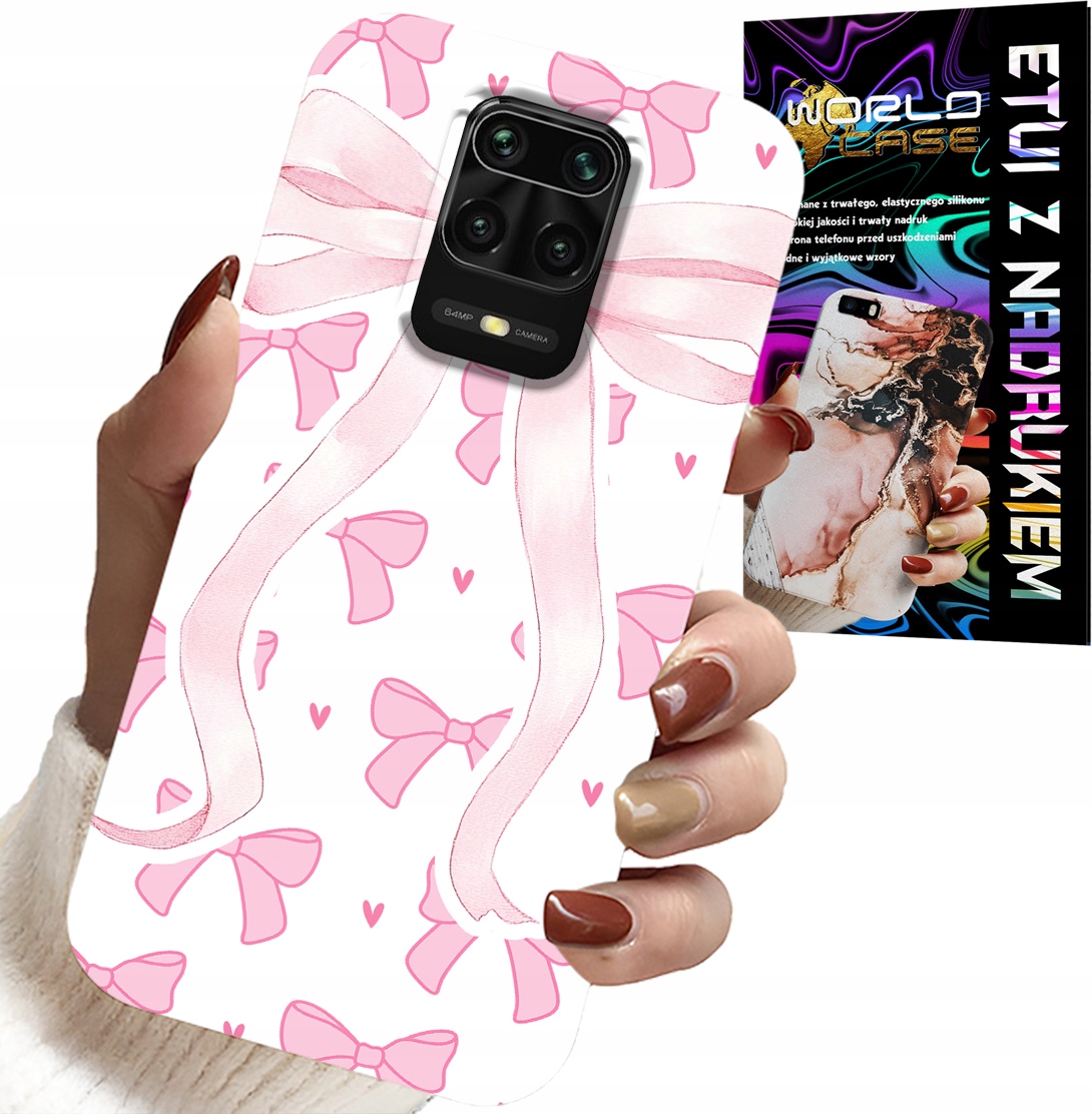 ETUI DO XIAOMI NOTE 9 PRO / 9S - RÓŻOWE WSTAZKI WSTĄZKA MODNE WZORY CASE