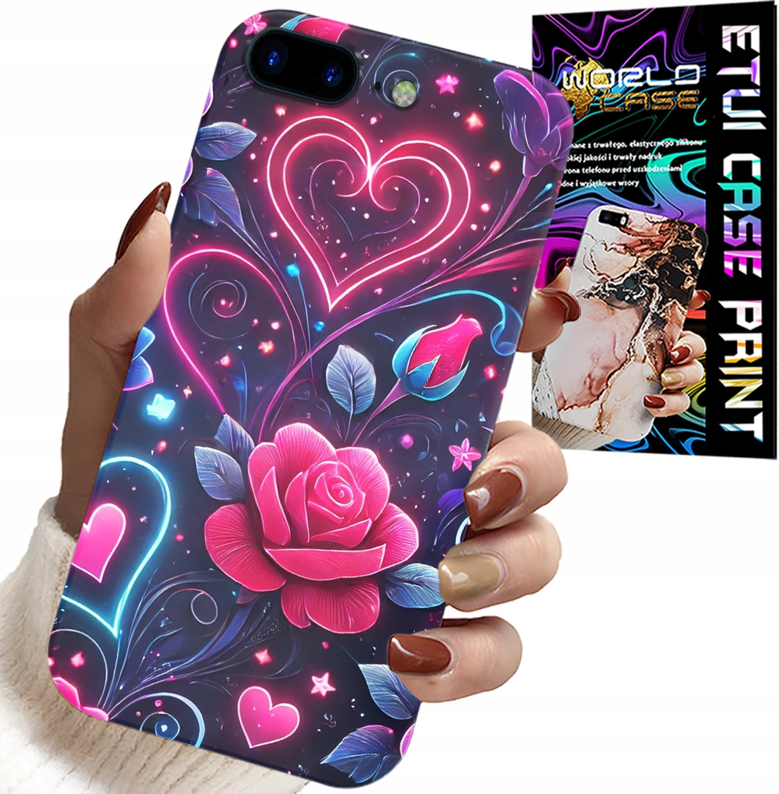 ETUI DO IPHONE ( 7 PLUS ) - SERCE, RÓŻA, NASTOLETNIE CASE + SZKŁO