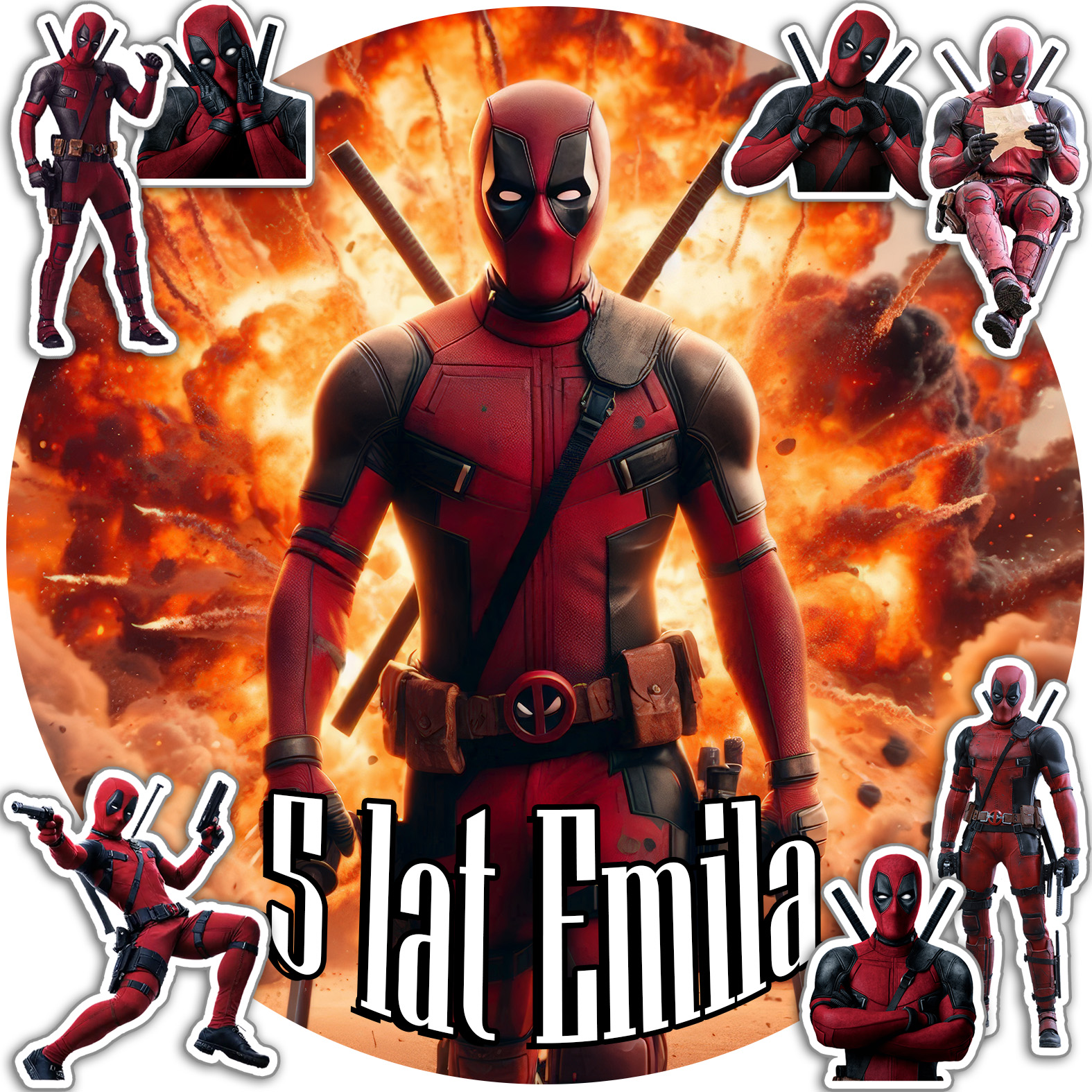 OPŁATEK NA TORT 30CM - DEAD POOL + IMIĘ + GRATIS! 24CM 26CM