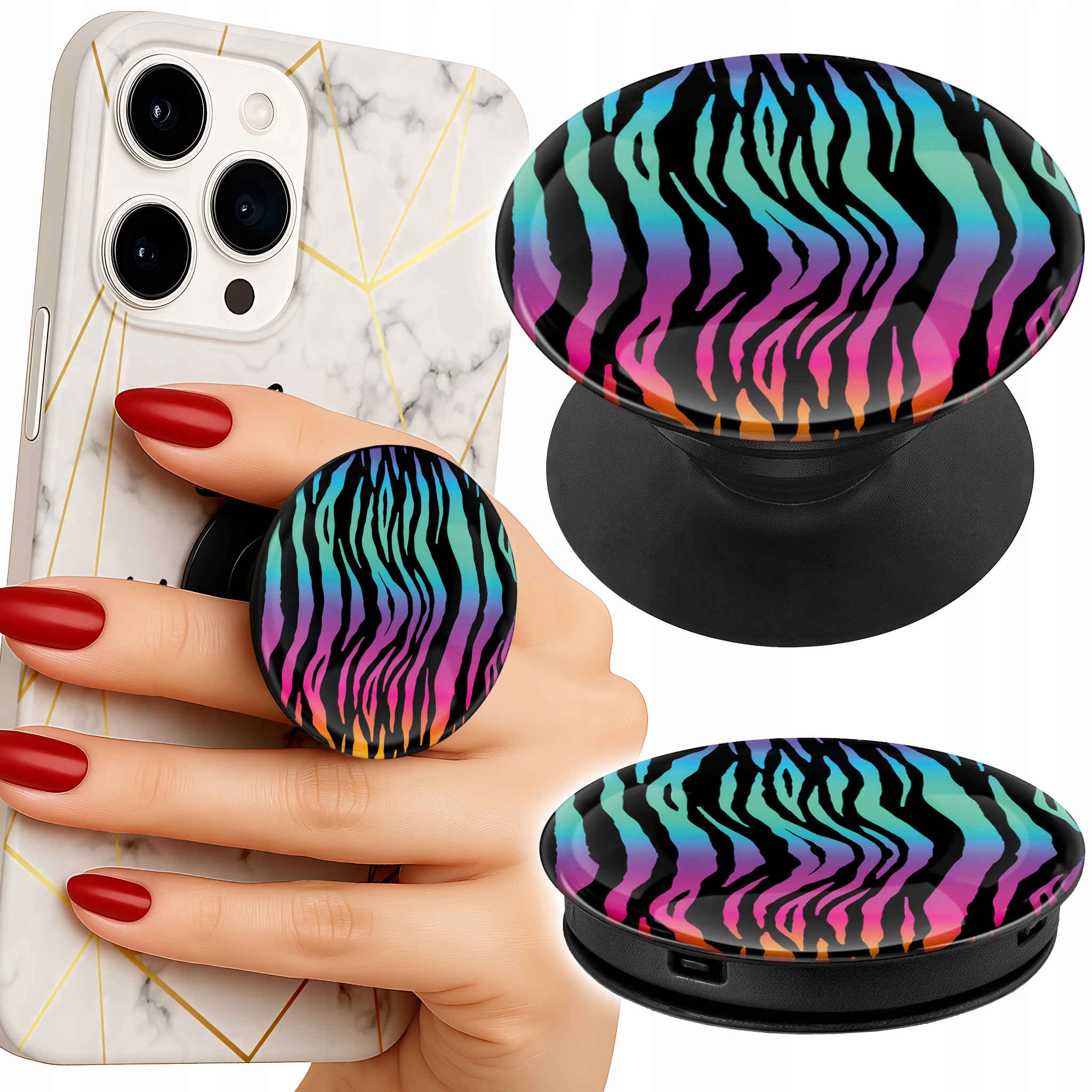 Uchwyt do telefonu Popsocket na palce/stojak ABSTRAKCYJNE KOLOROWE WZORY