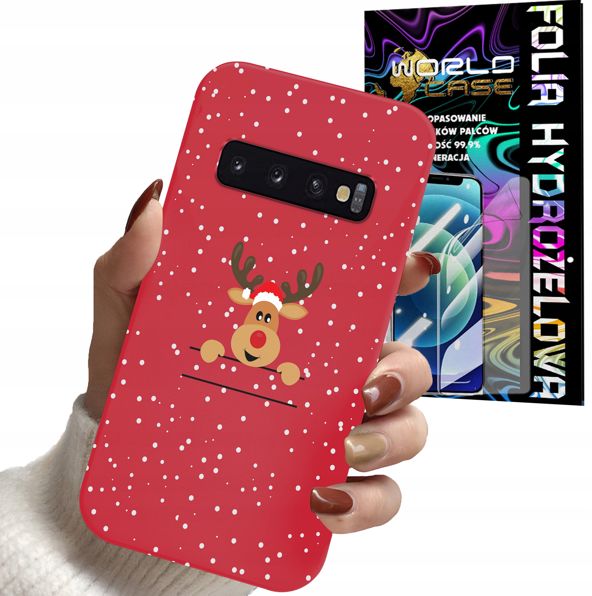 ETUI DO SAMSUNG S10 - ŚWIĄTECZNE WZORY RENIFER MIKOŁAJ + FOLIA