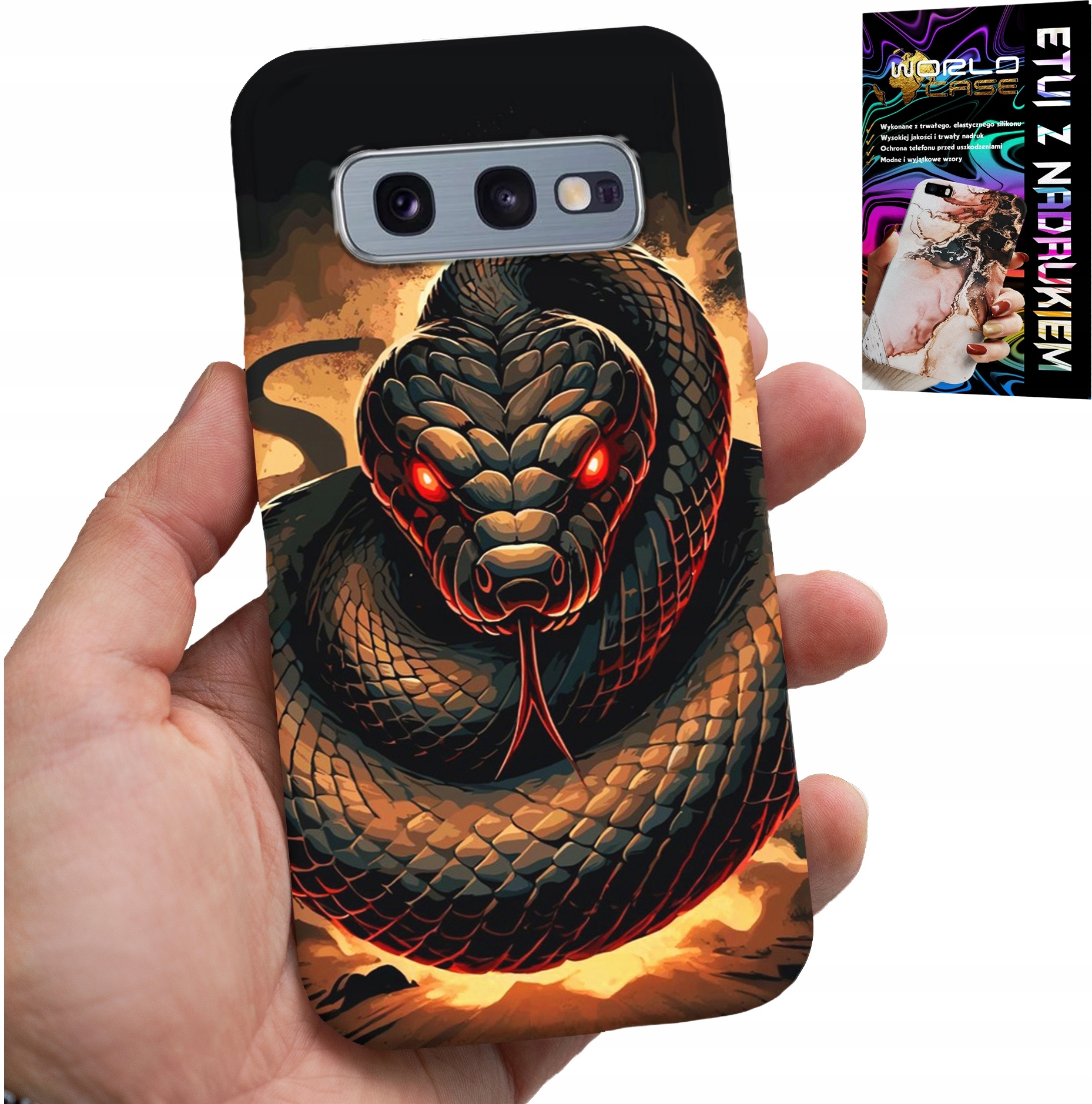 ETUI DO SAMSUNG GALAXY S10E - WĄŻ, WĘŻE KOBRA GRZECHOTNIK CASE + FOLIA