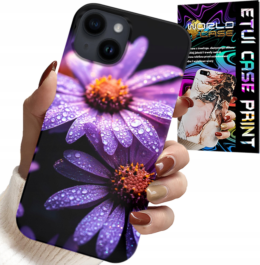 ETUI DO IPHONE 15 PLUS - RÓŻOWA STOKROTKA KWIATY POKROWIEC CASE