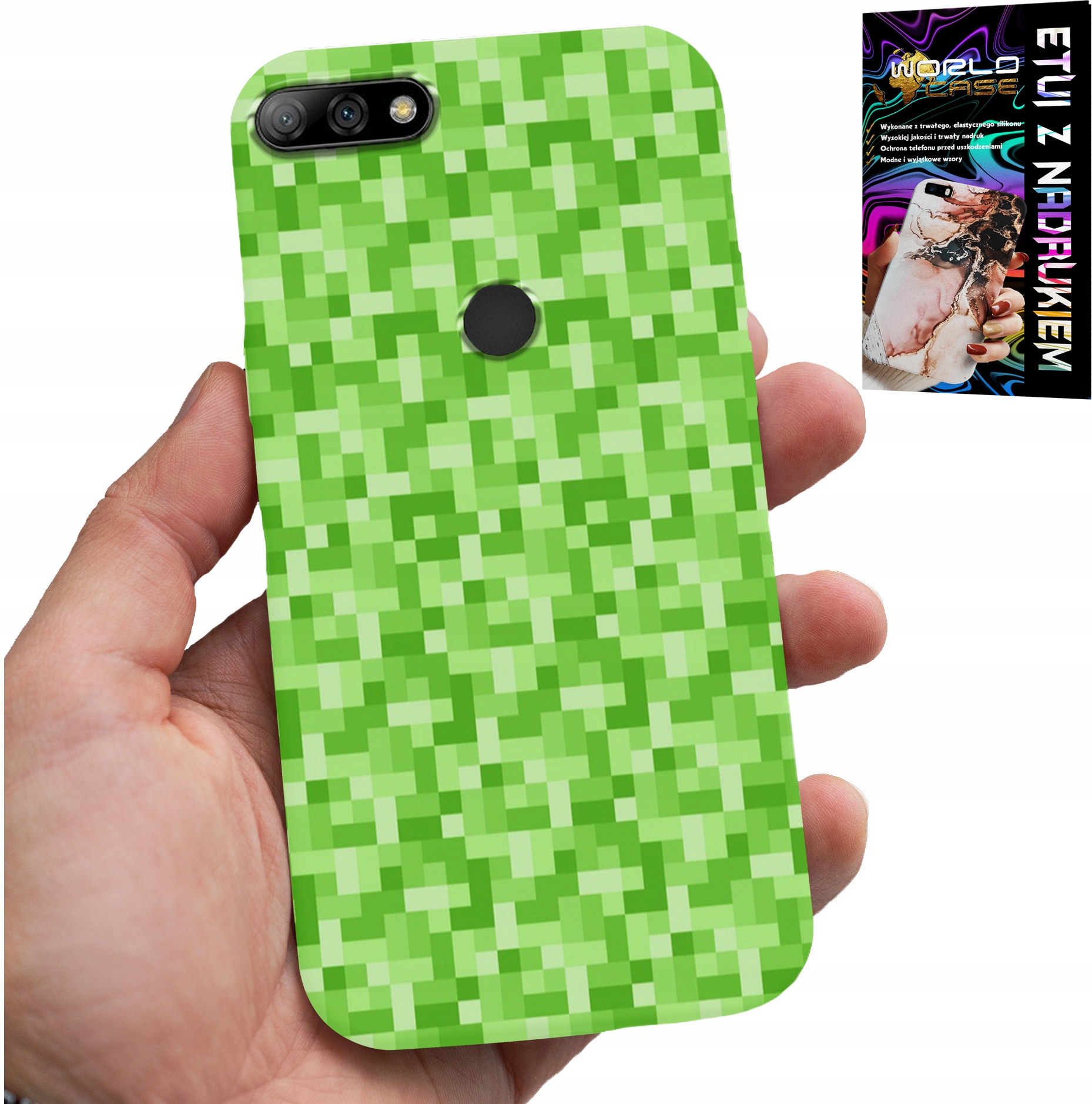 ETUI DO HUAWEI Y7 2018 - WZORY Z GIER Z GRY PIKSEL PIKSELE PLECKI