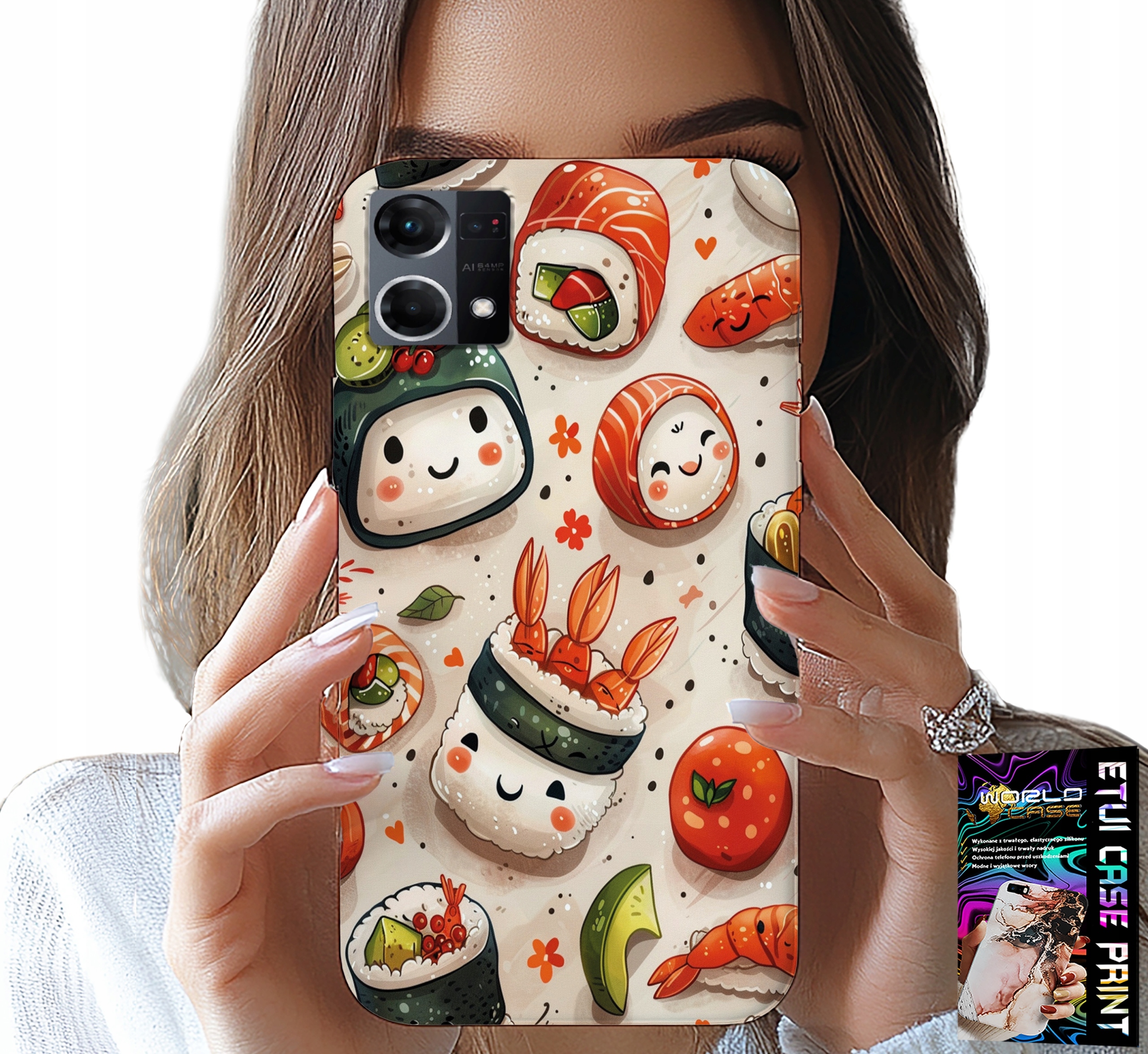 ETUI DO OPPO RENO7 4G - SŁODKIE UŚMIECHNIĘTE SUSHI OBUDOWA CASE