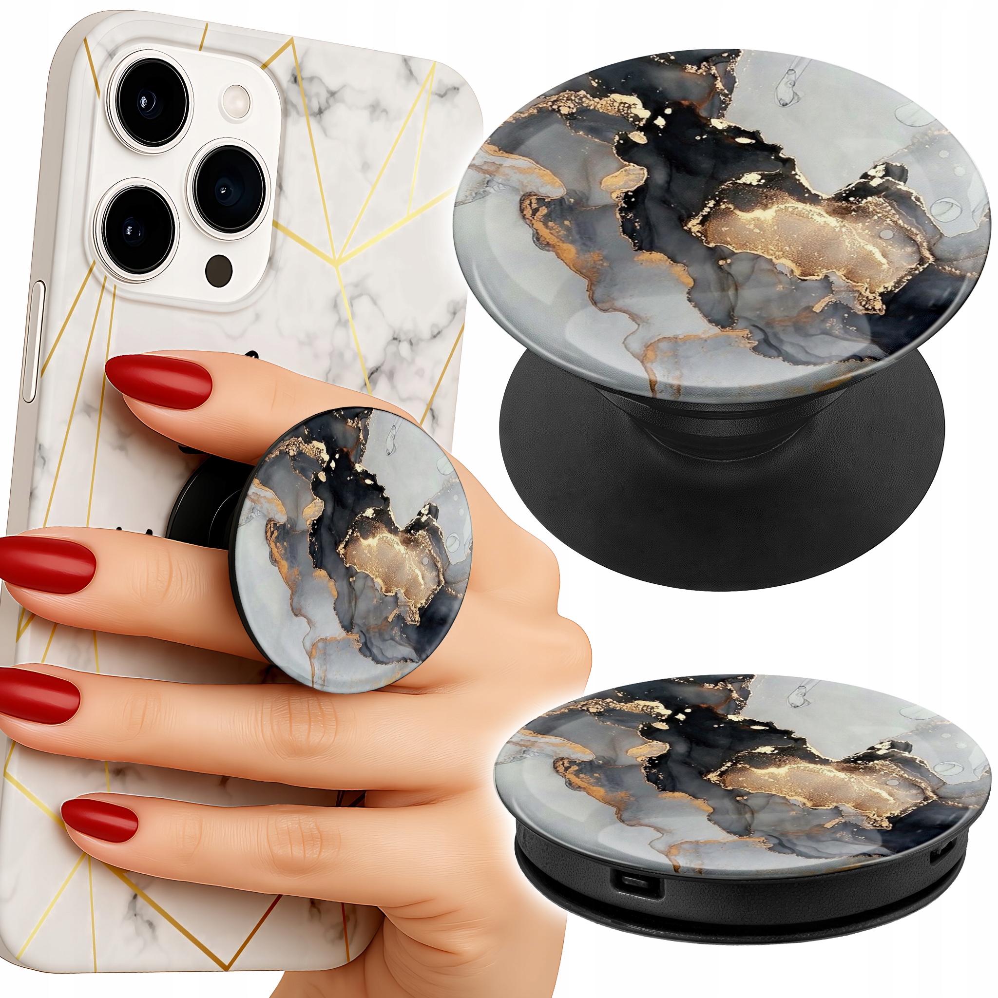 Uchwyt do telefonu Popsocket na palce / stojak - ELEGANCKI MARMUREK KOBIECE