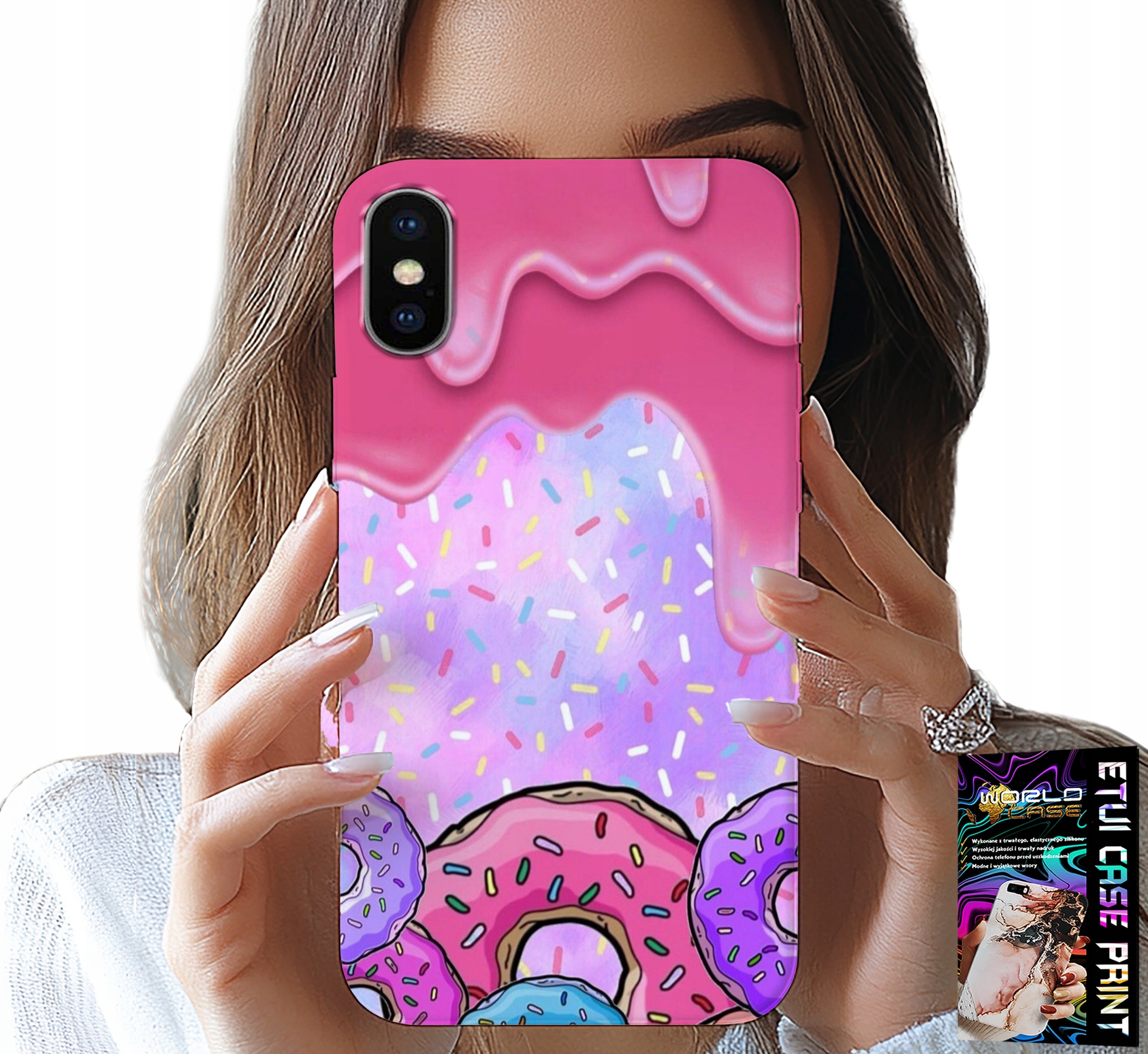 ETUI DO IPHONE XS MAX - SŁODKIE DONUTY Z LUKREM W TLE + SZKŁO