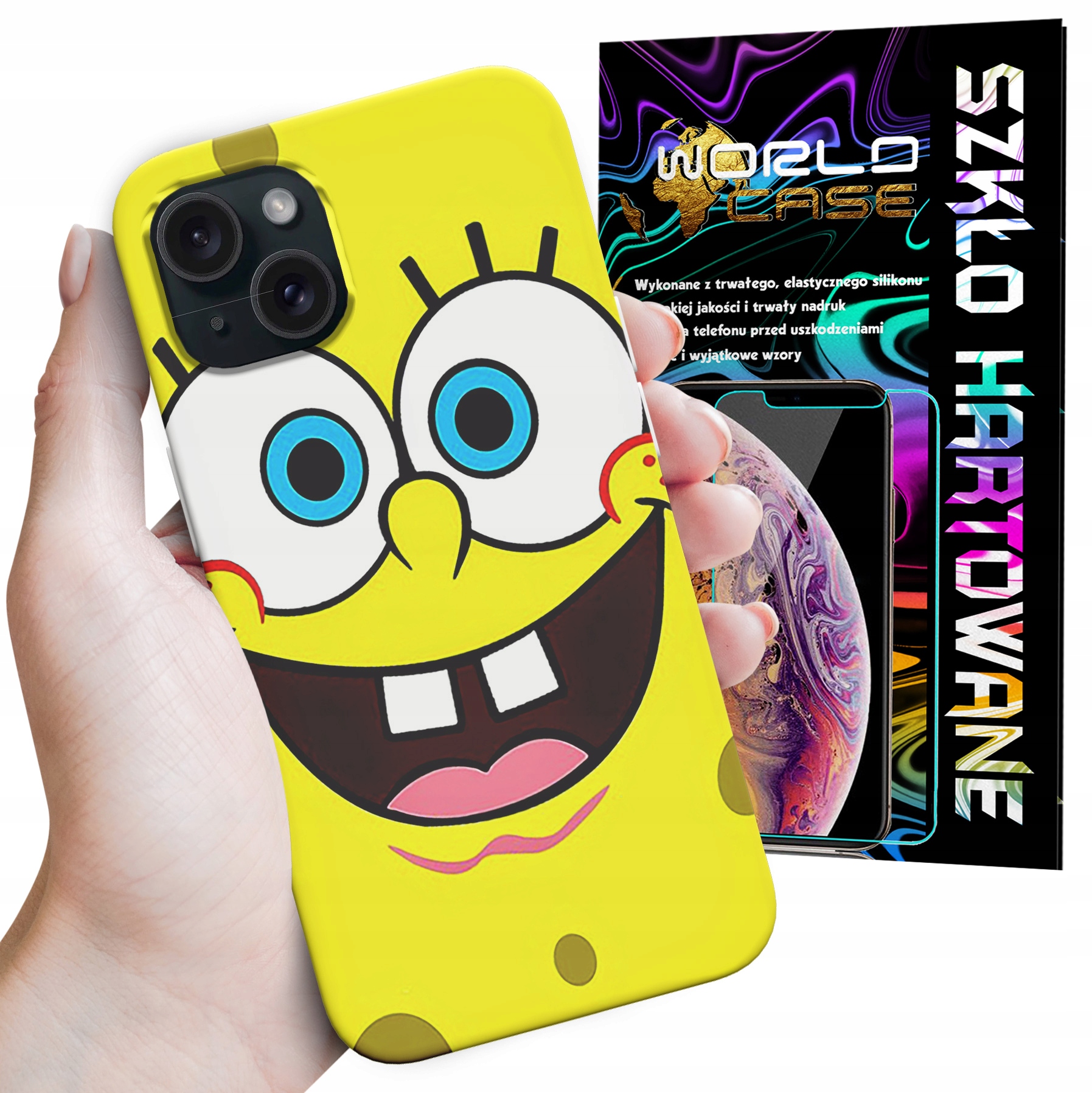 ETUI CASE DO IPHONE 14 PLUS - SPONGEBOB BAJKI GRY WYBÓR PLECKI + SZKŁO