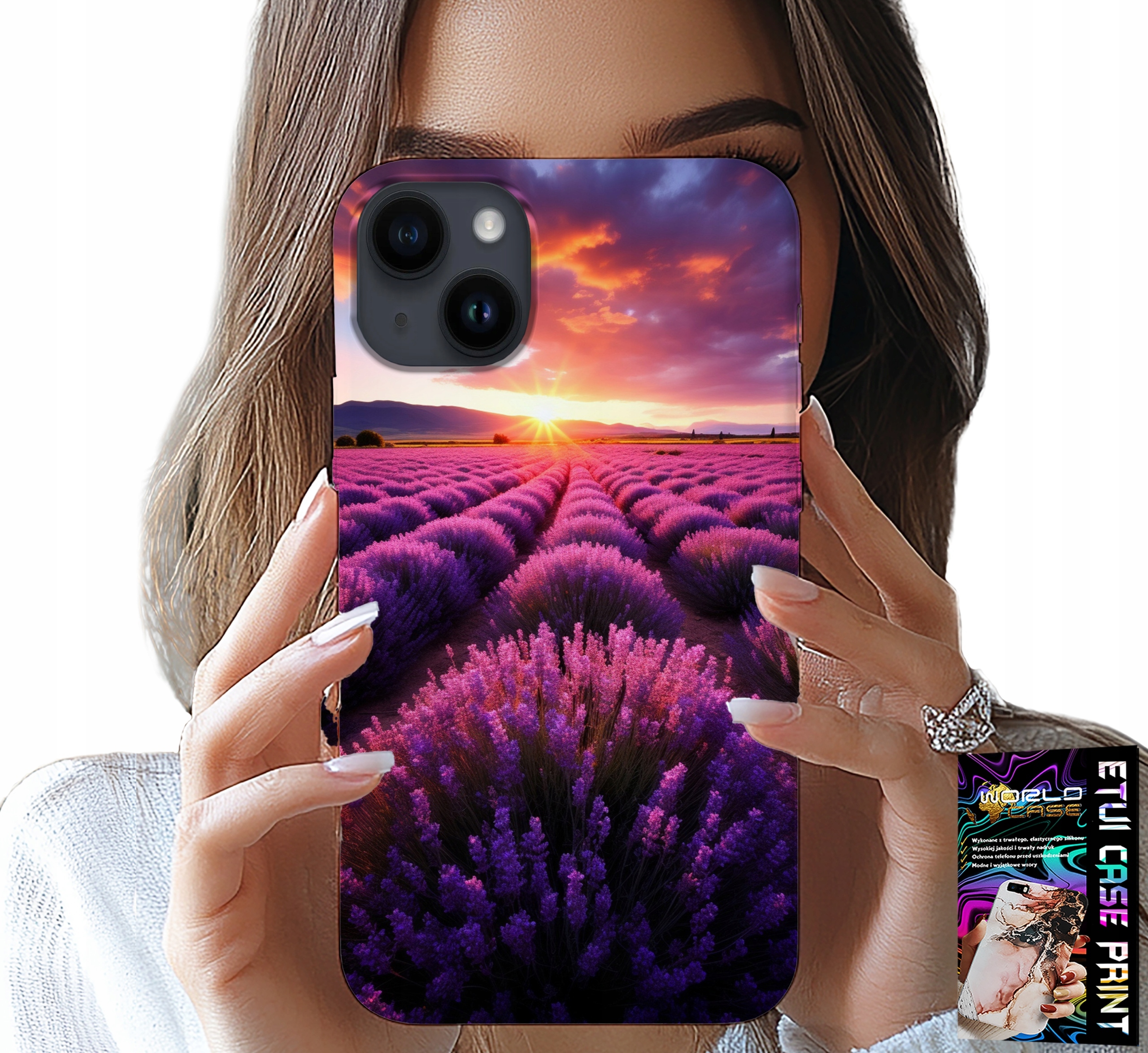 ETUI DO IPHONE 14 PLUS - POLE LAWENDY, PIĘKNE KRAJOBRAZY, WZORY