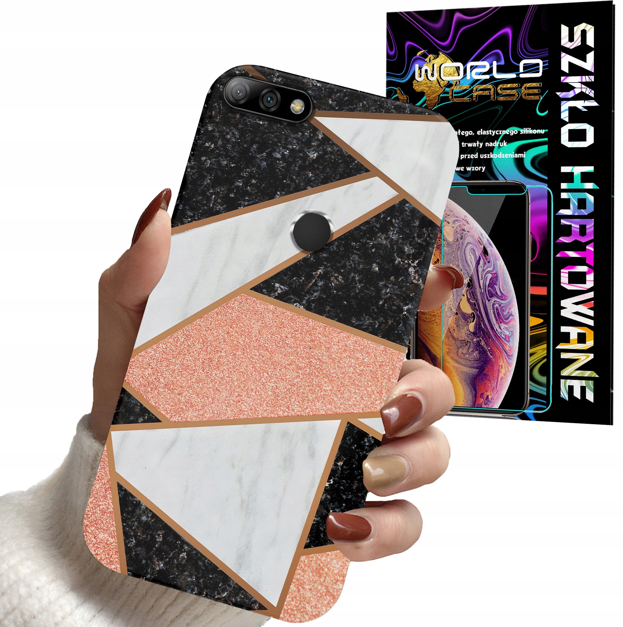 ETUI DO HUAWEI Y7 2018 - ELEGANCKIE MODNE WZORY DLA KOBIET + SZKŁO