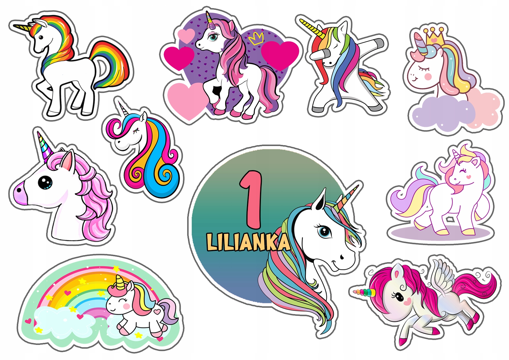 OPŁATEK ZESTAW URODZINY JEDNOROŻEC UNICORN + IMIĘ