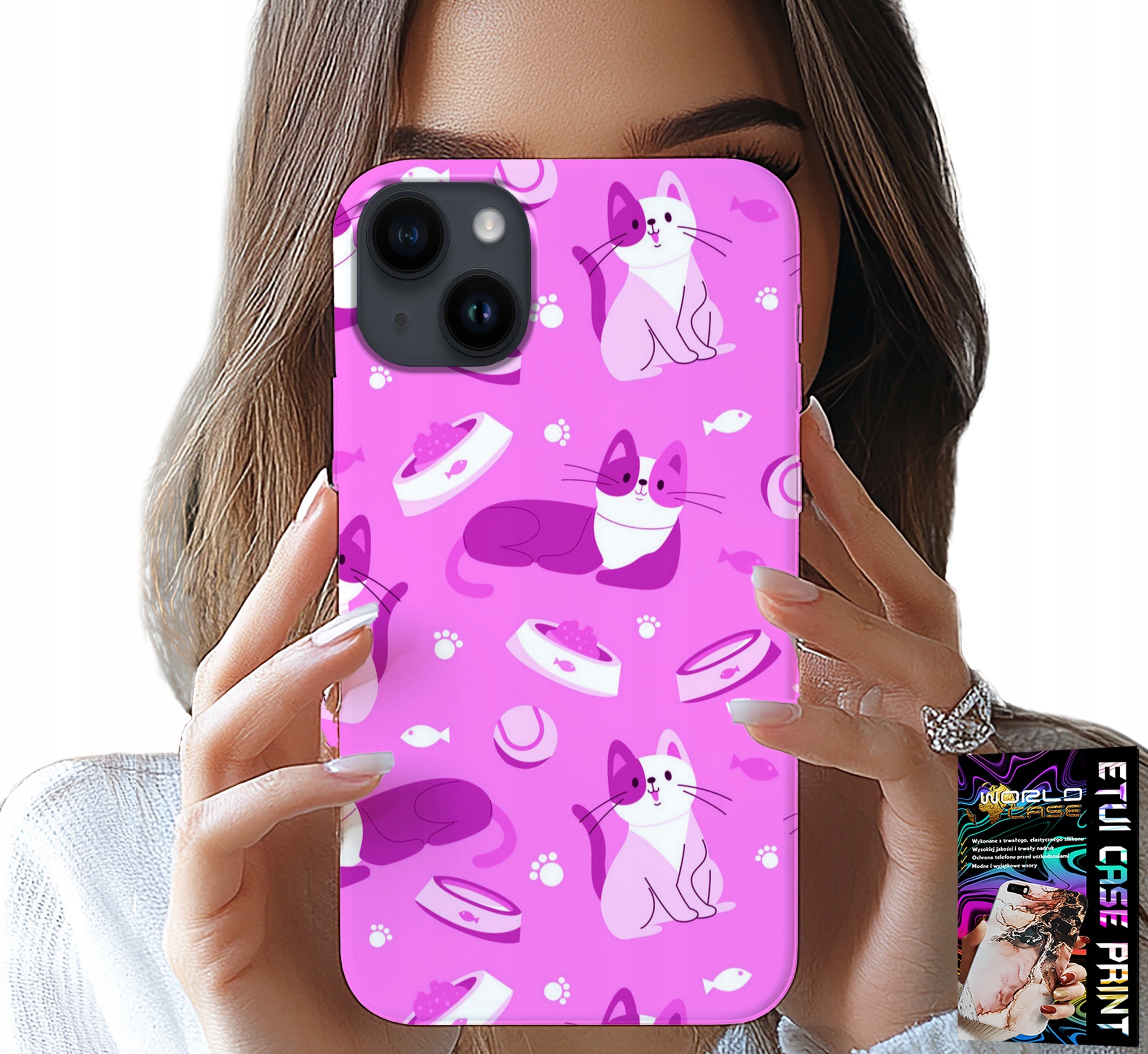 ETUI DO IPHONE 13 - LOVE CAT, WZORY Z KOTAMI KOTY, POKROWIEC