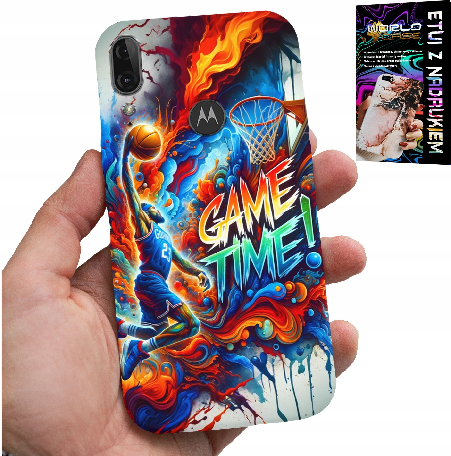 ETUI DO MOTOROLA MOTO E6 PLUS - KOSZYKÓWKA NBA GAME TIME, CASE + SZKŁO