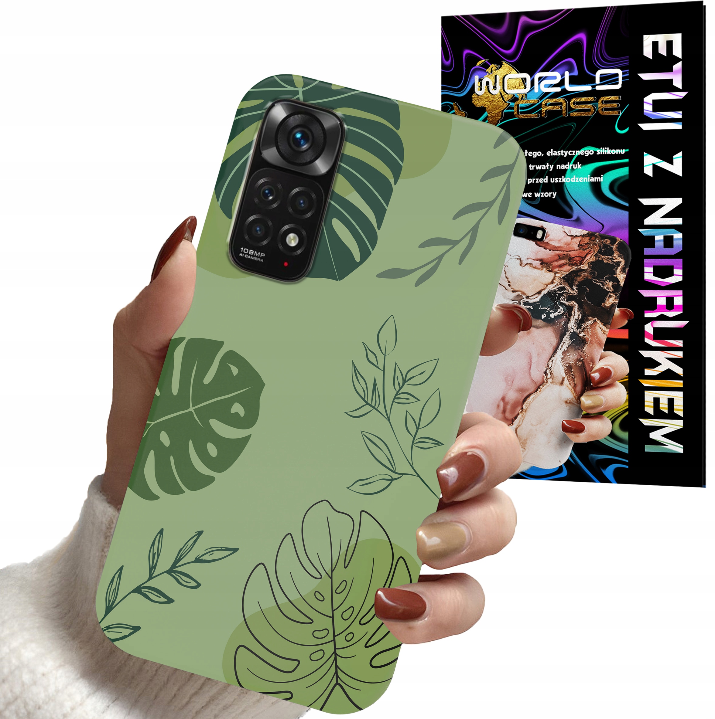 ETUI CASE DO XIAOMI NOTE 11, 11s - LIŚCIE WZORY DLA KOBIET KWIATY RÓŻE