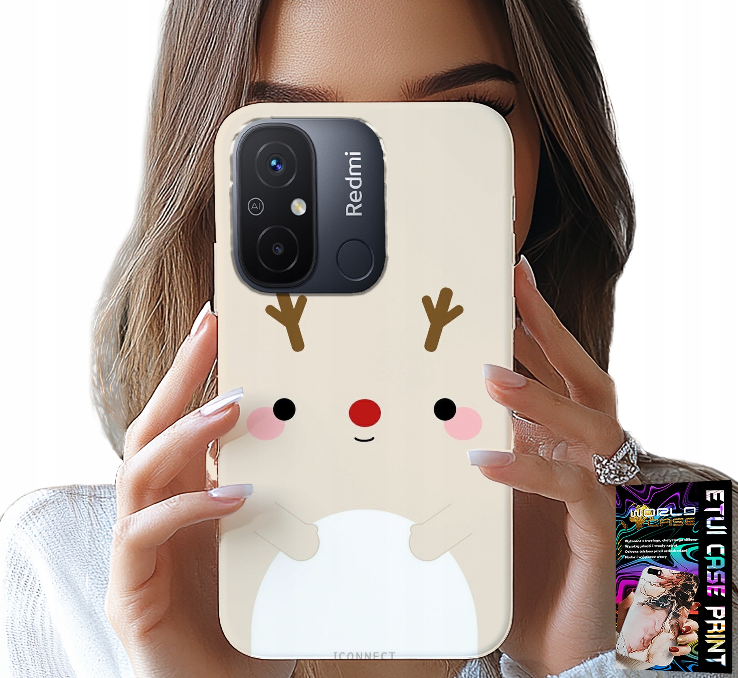 ETUI DO XIAOMI REDMI 12C - RENIFEREK, RENIFER, ŚWIĄTECZNE WZORY