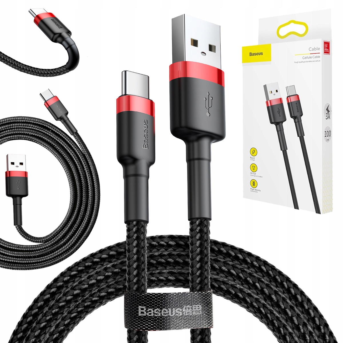 BASEUS SZYBKI KABEL USB / USB C MOCNY PRZEWÓD DO TELEFONU KOMPUTERA 1m