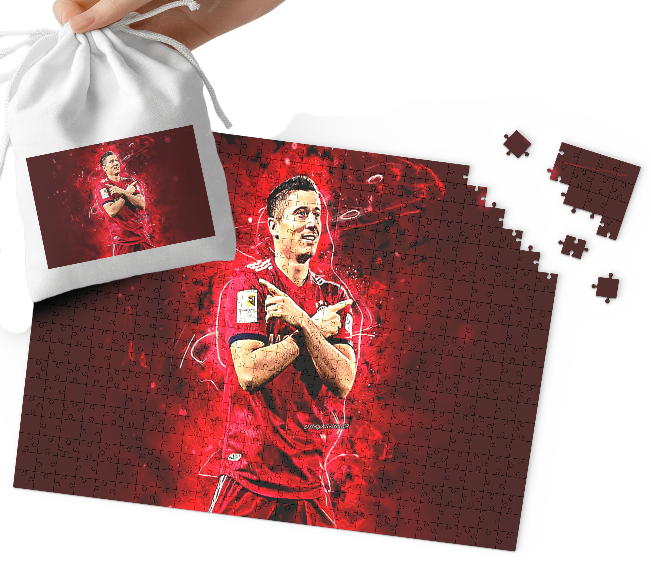 PUZZLE - Robert Lewandowski WZORY DLA MAŁEGO PIŁKARZA 24el + WORECZEK
