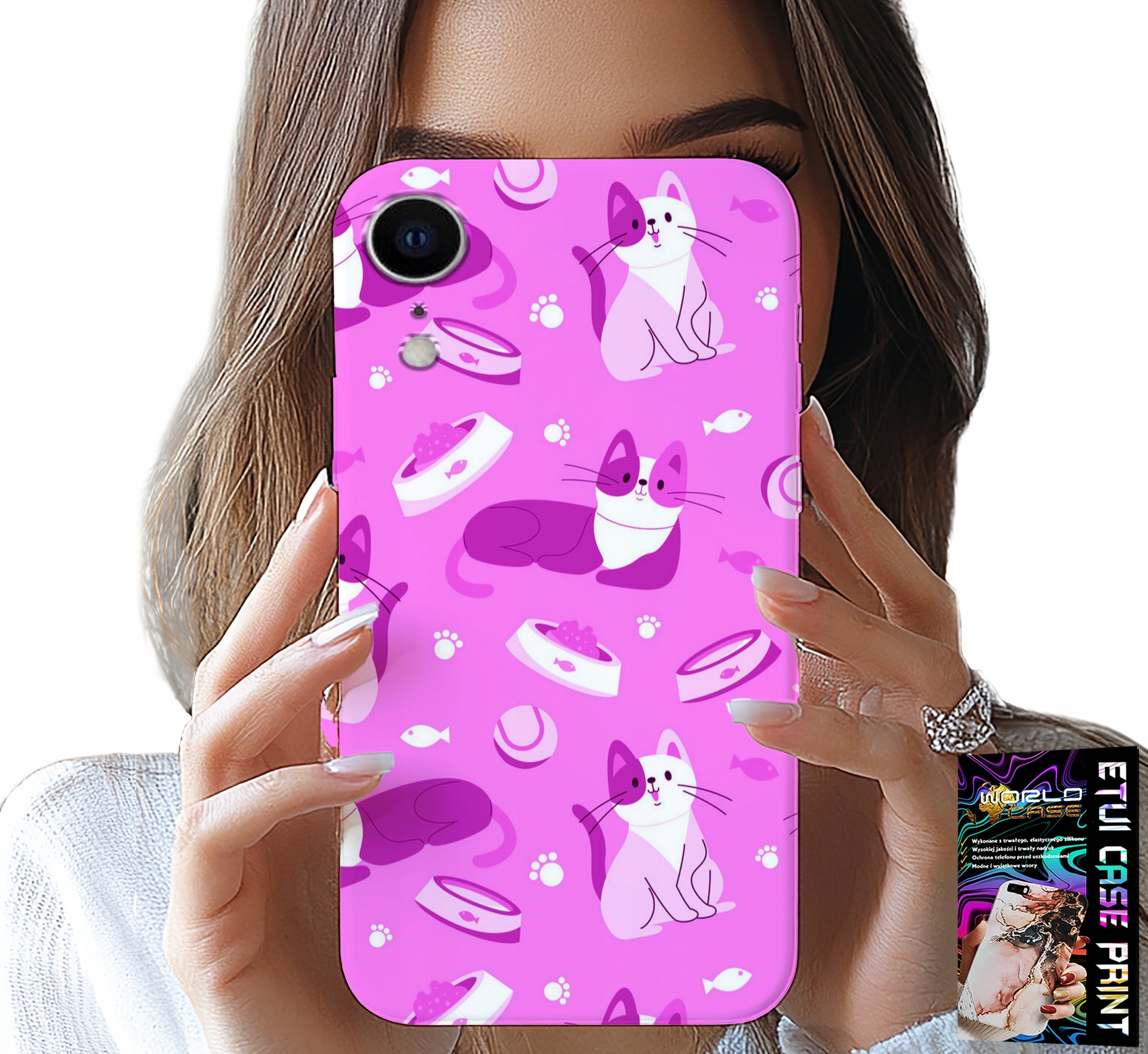 ETUI DO IPHONE XR - LOVE CAT, WZORY Z KOTAMI KOTY, POKROWIEC