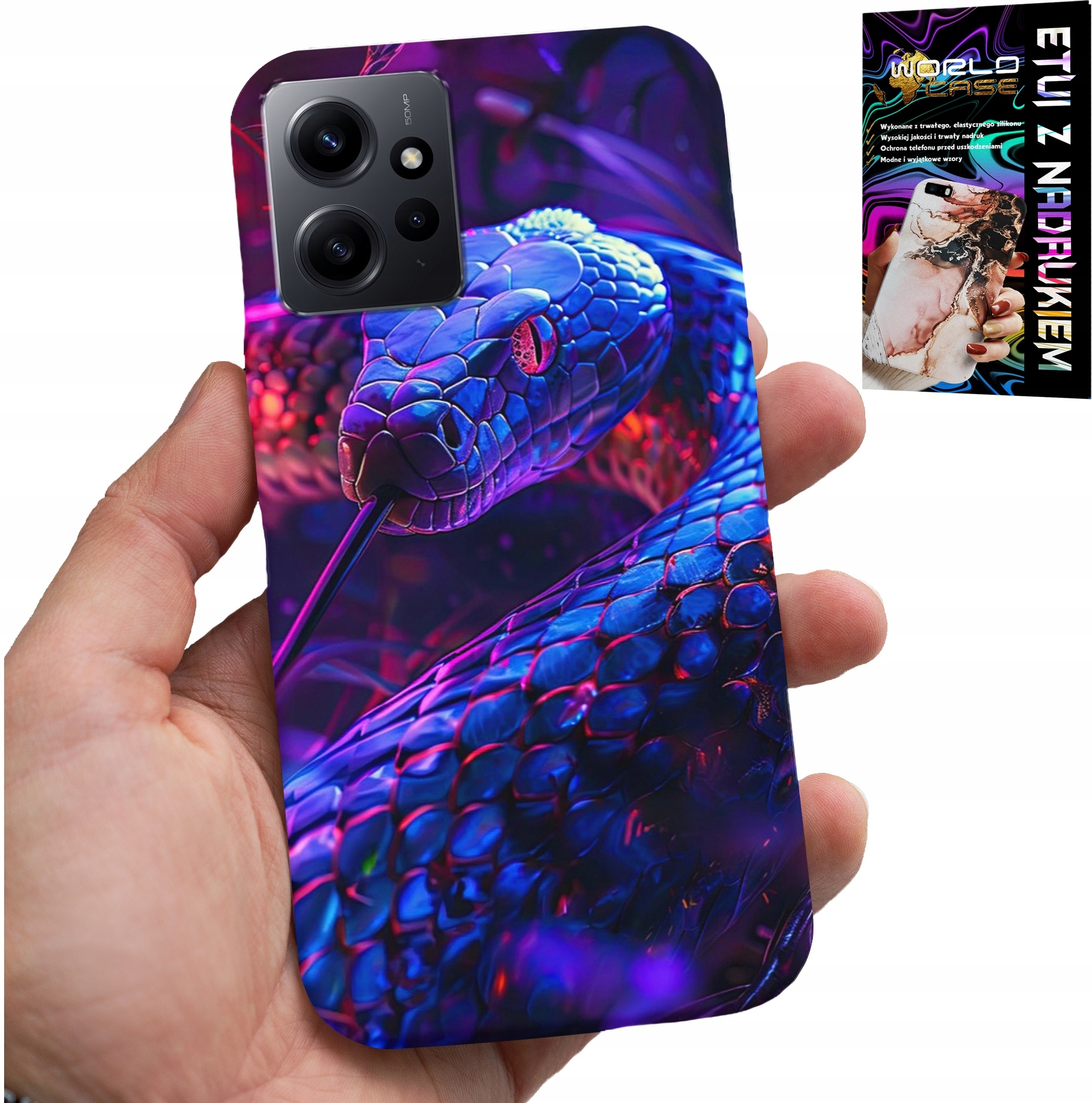ETUI DO XIAOMI NOTE 12 4G - WĄŻ KOBRA GRZECHOTNIK GADY CASE + FOLIA