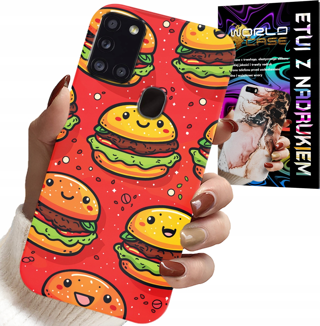 ETUI DO SAMSUNG GALAXY A21s - SŁODKIE UŚMIECHNIĘTE BURGERY POKROWIEC