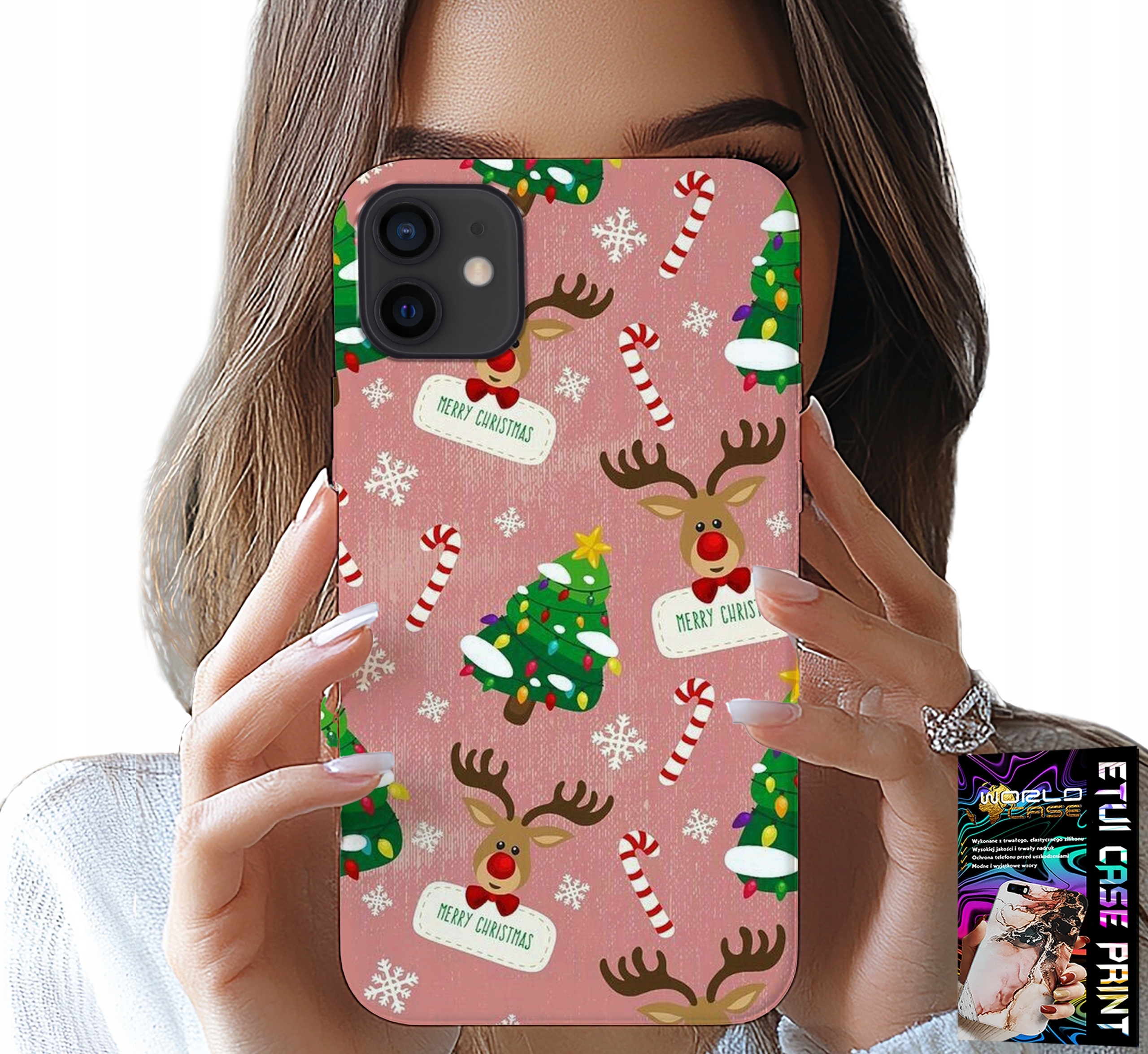 ETUI DO IPHONE 11 - ŚWIĄTECZNE RENIFERY CHOINKI LASKA WZORY