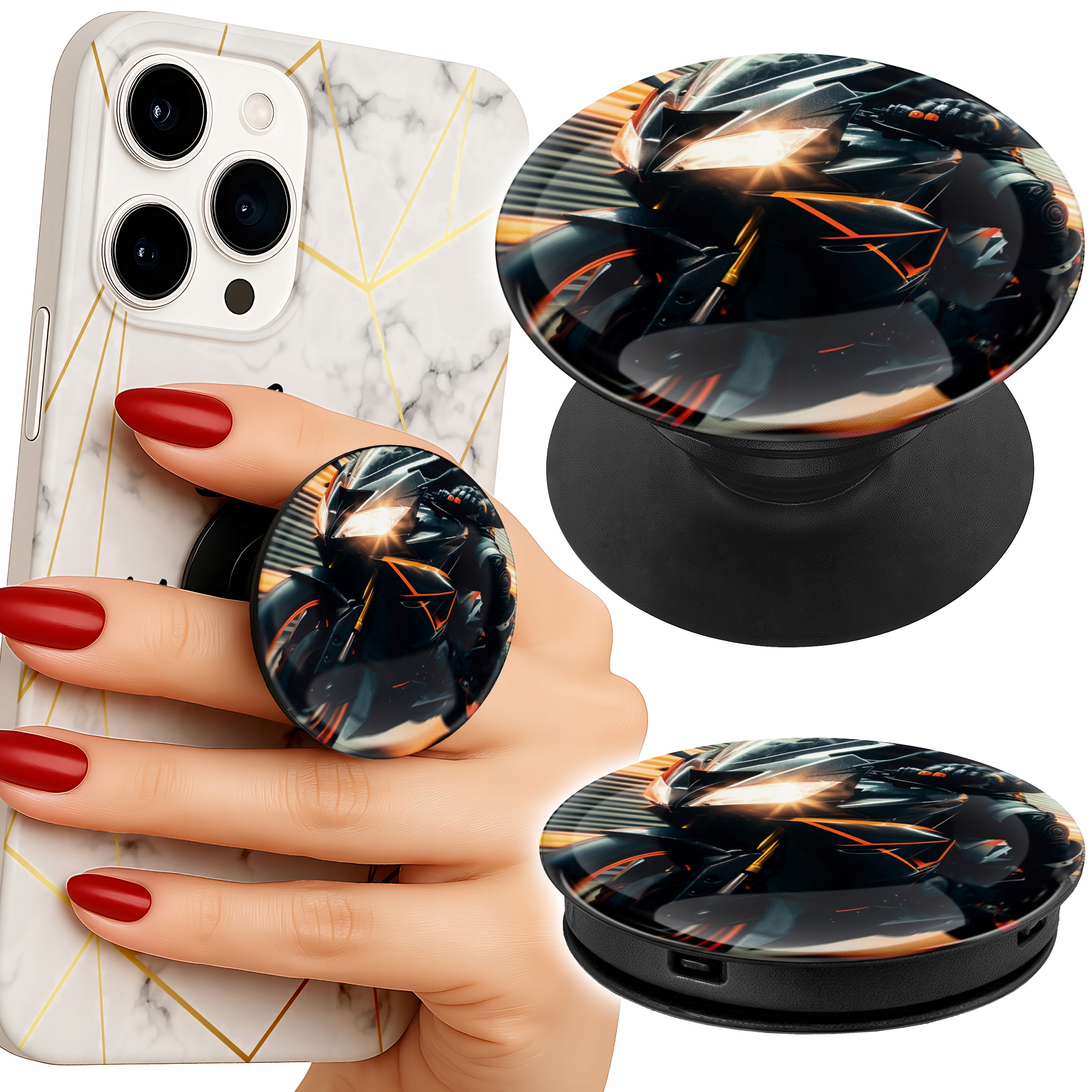 Uchwyt do telefonu Popsocket na palce/stojak FAN MOTOCYKL KASK MOTOCYKLISTA